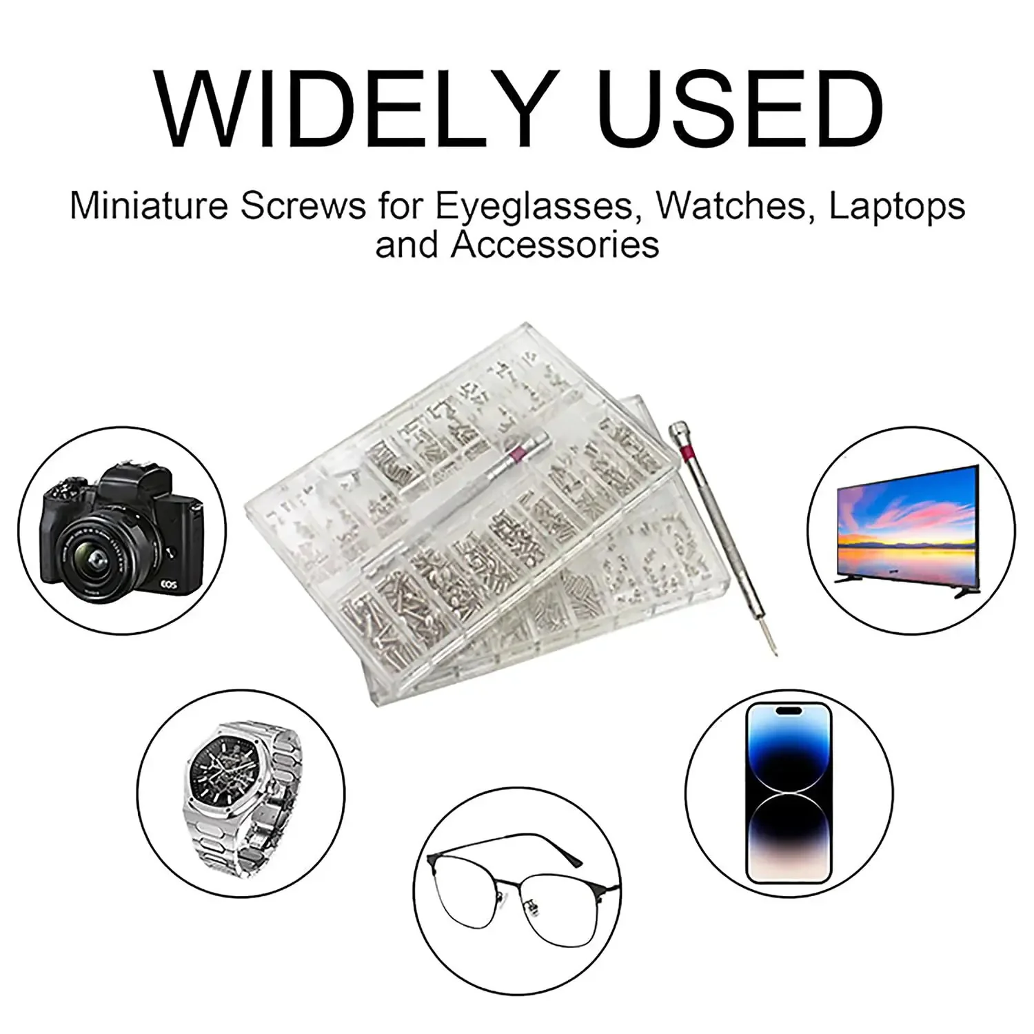 Micro Screw Repair Kit With Precision Screwdriver, 630 Silver Stainless Micro Screws In 18 Sizes, No Tweezers Needed, Perfect For Glasses, Watches, Jewelry And Electronics, Organized Case For Quick Fixes - Image 2