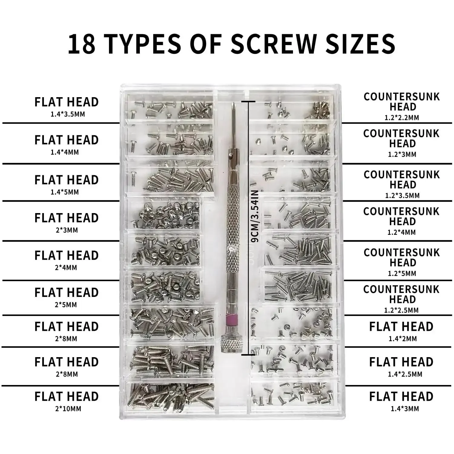 Micro Screw Repair Kit With Precision Screwdriver, 630 Silver Stainless Micro Screws In 18 Sizes, No Tweezers Needed, Perfect For Glasses, Watches, Jewelry And Electronics, Organized Case For Quick Fixes - Image 3