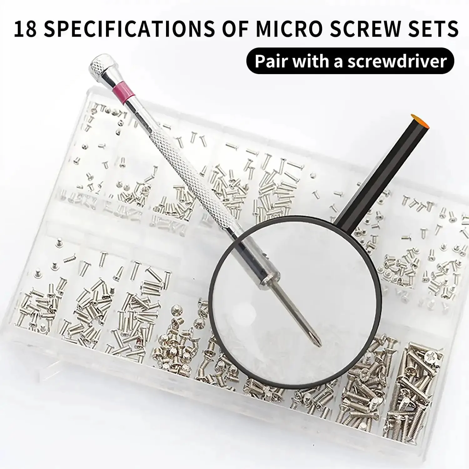 Micro Screw Repair Kit With Precision Screwdriver, 630 Silver Stainless Micro Screws In 18 Sizes, No Tweezers Needed, Perfect For Glasses, Watches, Jewelry And Electronics, Organized Case For Quick Fixes - Image 7