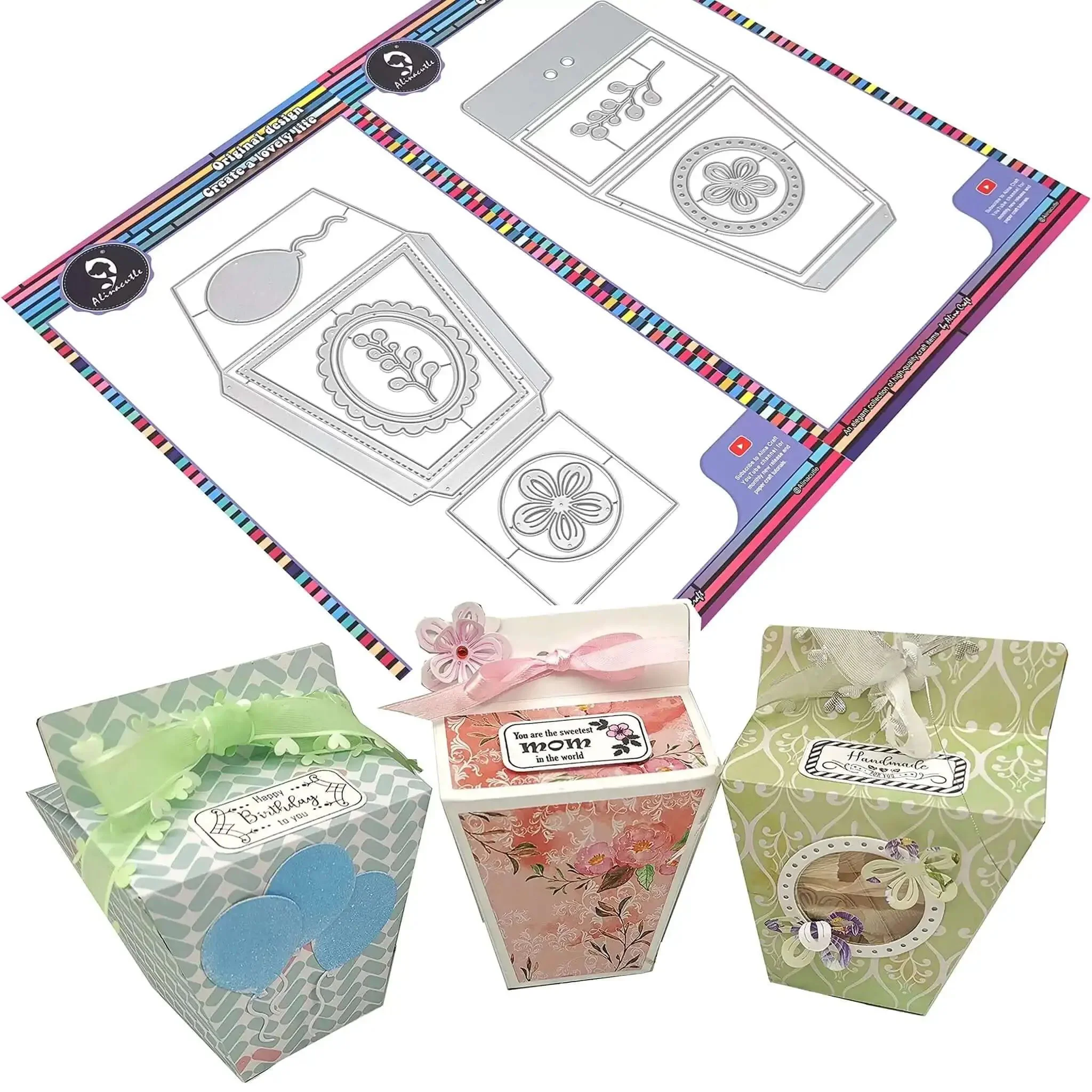 Milk Box Gift Box Die Cut Set For Paper Craft And Scrapbooking, Metal Cutting Dies For Treat Boxes And Present Packaging, DIY Card Making, Box Frame And Layered Design Pack - Image 3