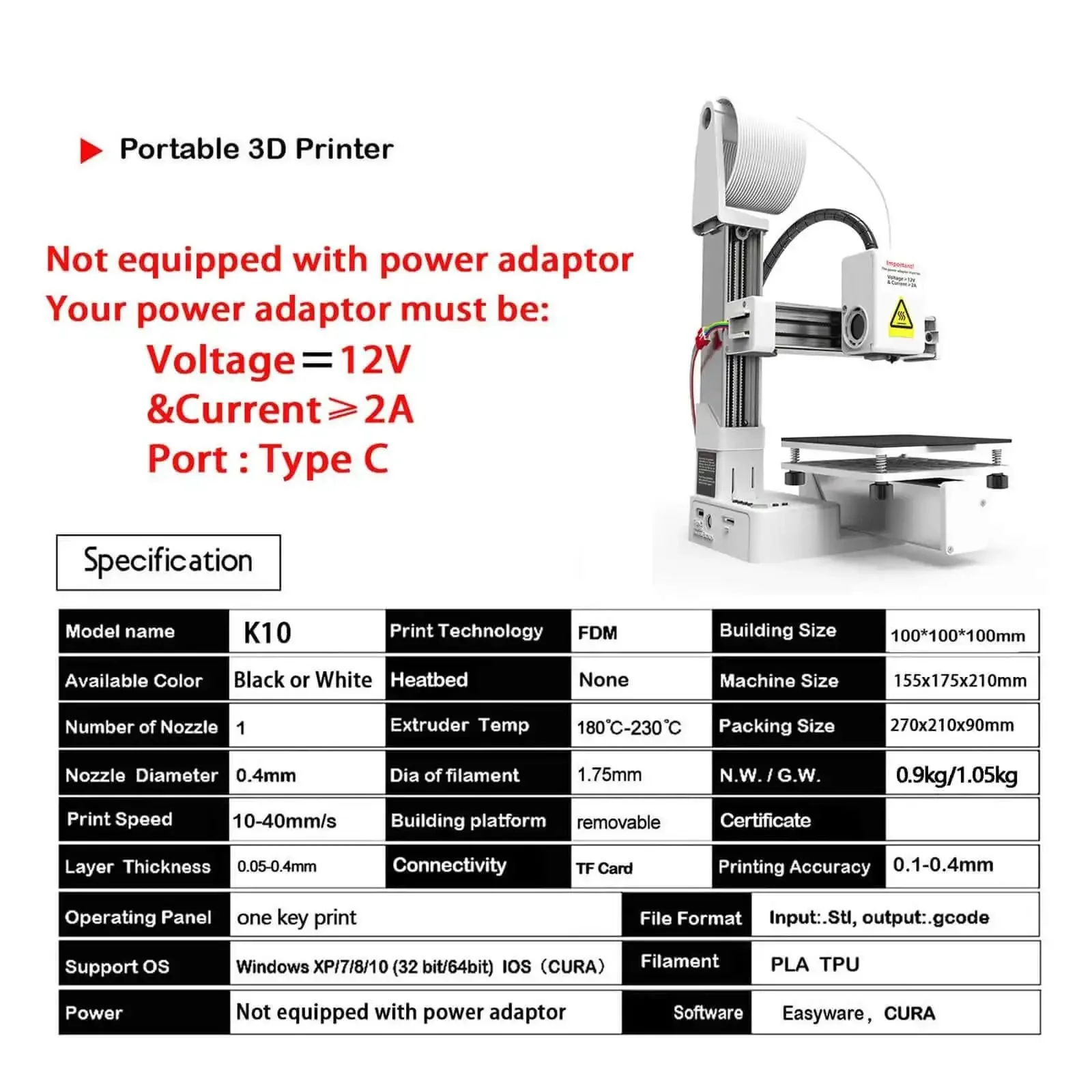 Mini 3D Printer for Beginners, Fully Assembled Desktop Printing Machine With High Precision 0.05mm Layer Resolution, Supports 1.75mm PLA and TPU, Compact 4 By 4 By 4 Inch Build Area for Home Use, White - Image 7