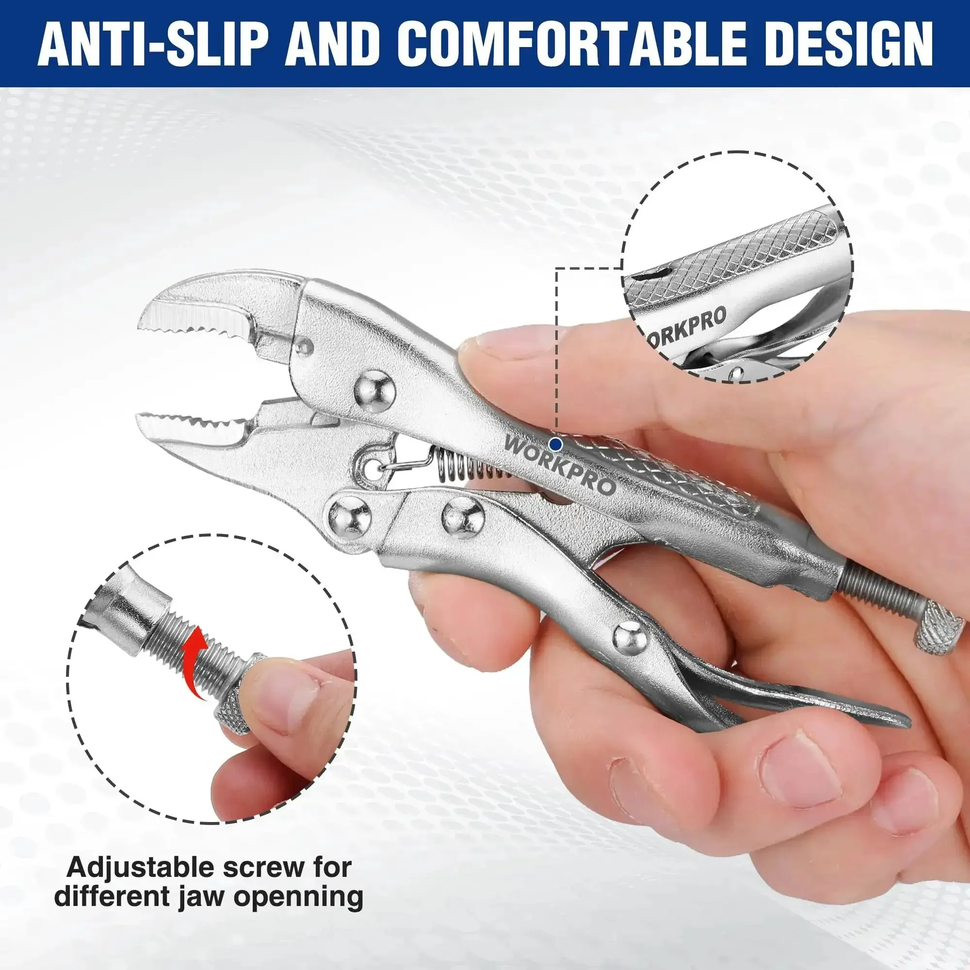Mini 4 Inch Curved Jaw Locking Pliers With Wire Cutter Chrome Vanadium Steel Vise Grips For Clamping Twisting And Welding Jobs Heavy Duty Adjustable Locking Pliers Set - Image 4