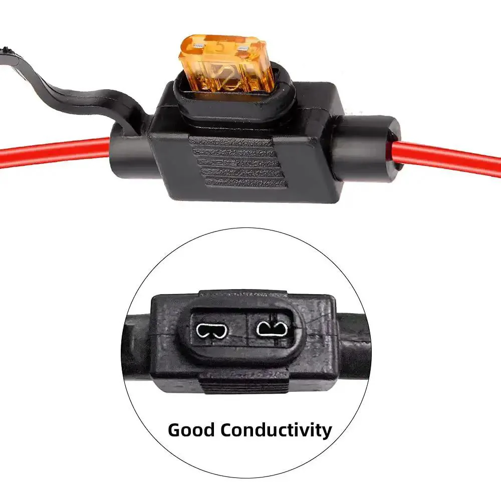 Mini Blade Fuse Holder 18 AWG Waterproof Inline Fuse Kit With 5A ATM Fuses 2 Pack For Cars Trucks Audio Systems And DIY Electrical Projects Built To Last In Harsh Weather And Rough Road Environments With Tin Plated Copper Conductors - Image 7