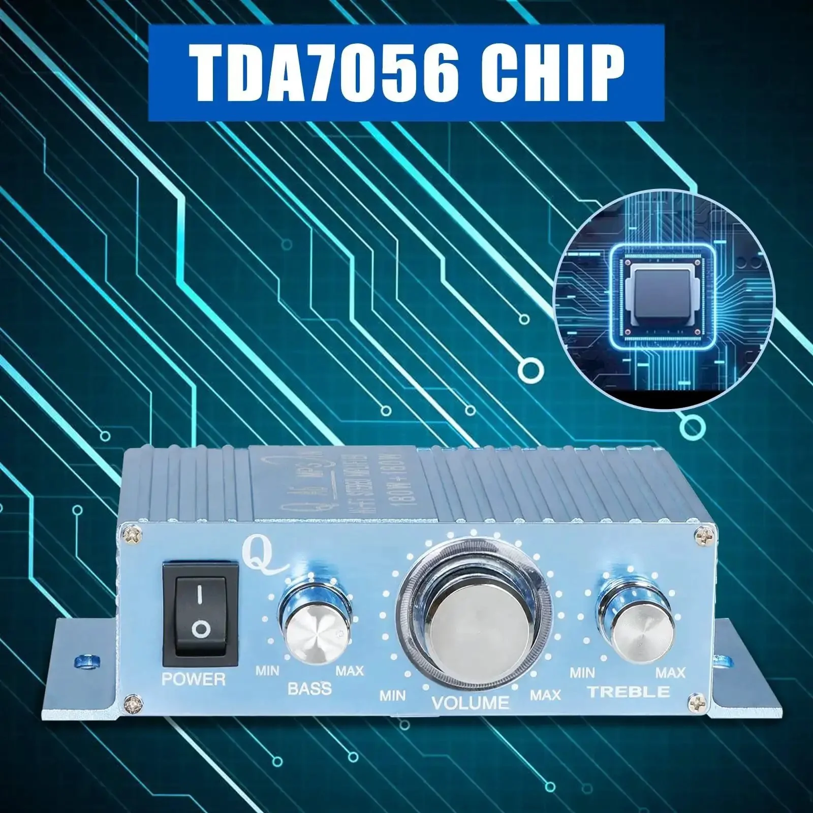 Mini Car Audio Amplifier With Bass Boost And Volume Knobs, 2 Channel Hi Fi Stereo Receiver, 40W Output, DC 12V-15V, Compact Power Amp For Cars, Motorcycles, Golf Carts, And PC Speakers - Image 2