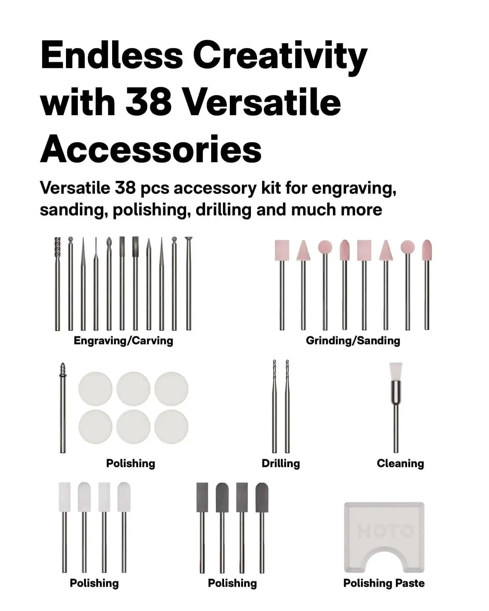 Mini Cordless Rotary Tool Kit With Brushless Coreless Motor, 22,000 RPM Variable Speed, 38 Accessories For Engraving, Sanding, Polishing, Drilling, Carving And 3D Printer Finishing For Do It Yourselfers And Makers - Image 4