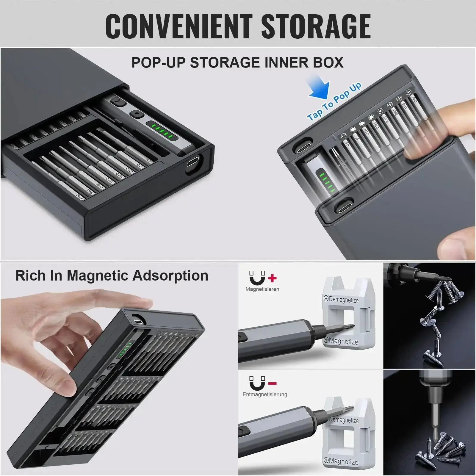 Mini Electric Screwdriver 3.7V Cordless Precision Set Rechargeable 72 In 1 Magnetic Bit Tech Tool Kit For Electronics Computers Phones Laptops Cameras RC Cars Watches Glasses And DIY Repairs - Image 3