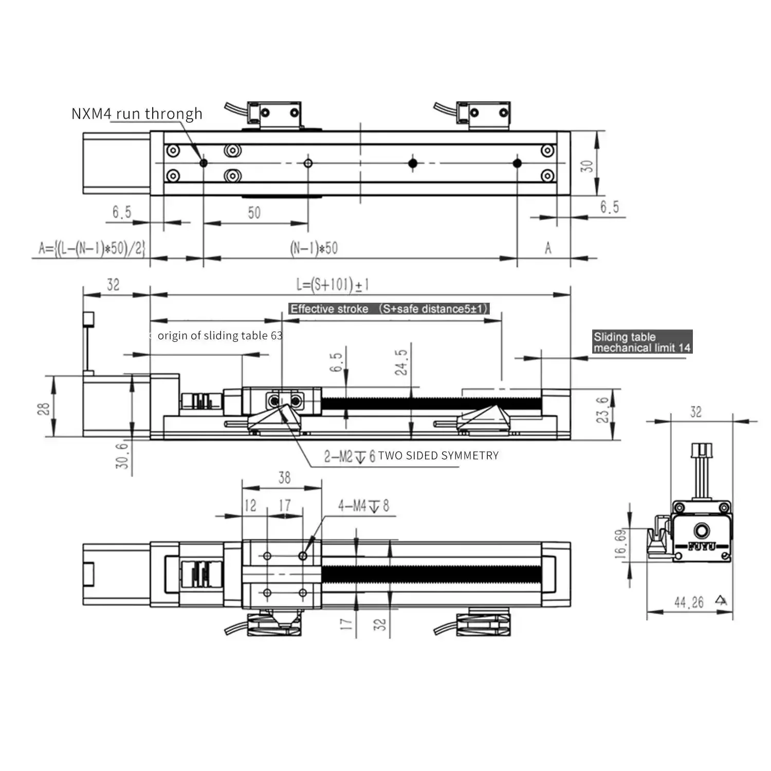 Mini Linear Rail Guide System For DIY CNC Sliders With 200mm Stroke Ladder Type Screw Linear Actuator Nema 11 Stepper Motor Aluminum Alloy Build High Precision 0.02mm Lightweight Motorized Slide Table For Small Projects - Image 2