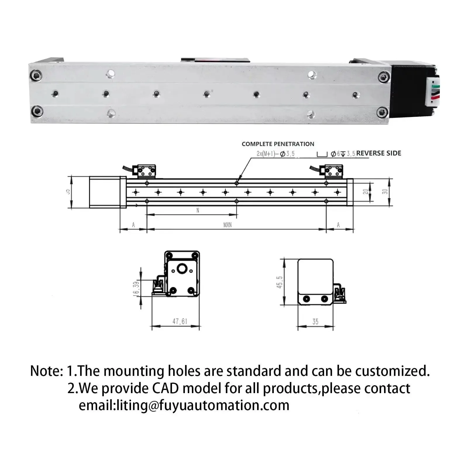 Mini Linear Rail Slide Guide For CNC Motion Table With Nema 14 Stepper Motor, 50 To 300mm Stroke, 0.02mm Repeatability, 3kg Horizontal Load, 1kg Vertical Load, Plug And Play Setup, Rugged Motorized Linear Guide - Image 5