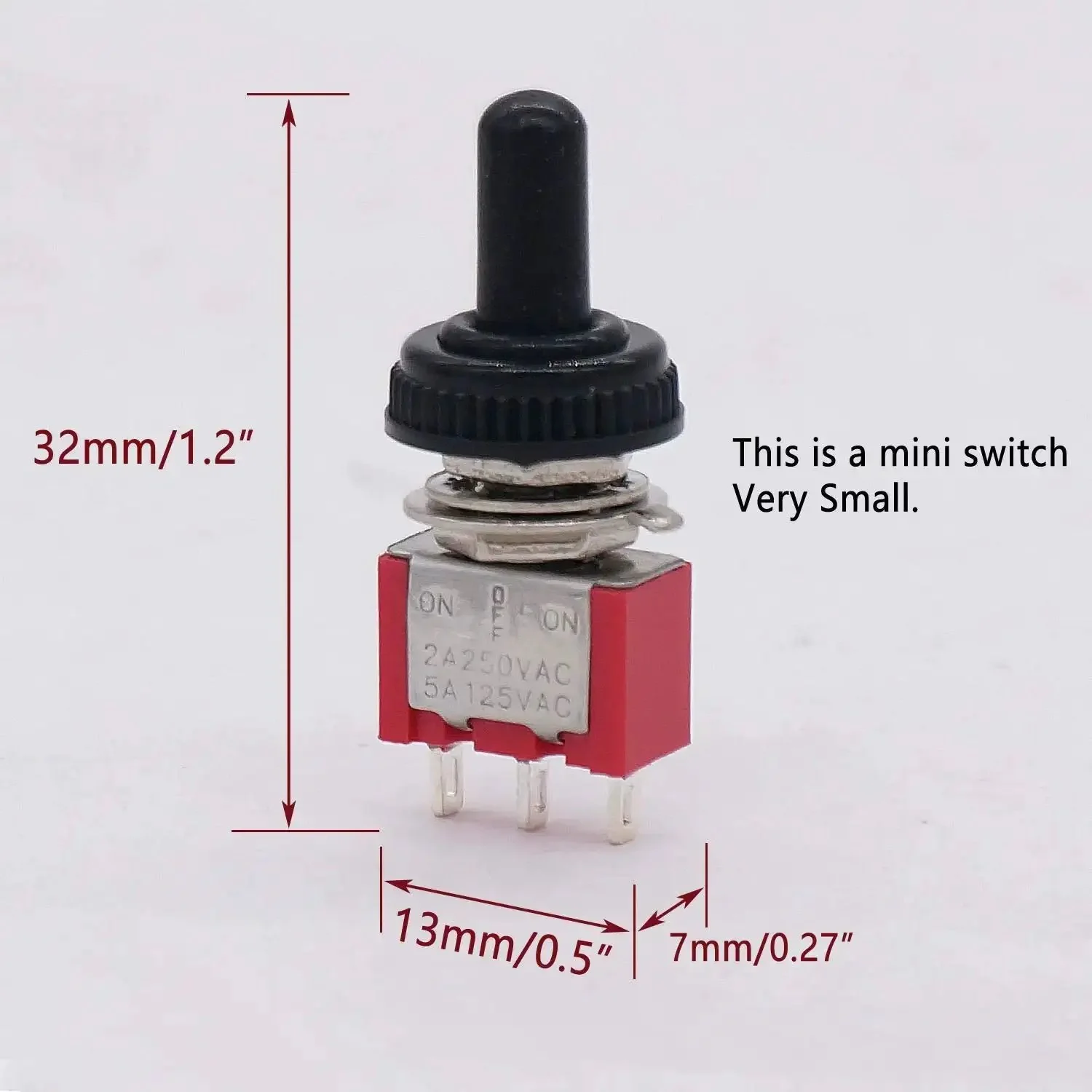 Mini Momentary Toggle Switch SPDT 3 Position On Off On Waterproof Cap, 6 Pack Car Boat Switches AC 5A at 125V, 2A at 250V MTS-123-MZ Ideal for dashboards, control panels, and DIY electrical projects - Image 6