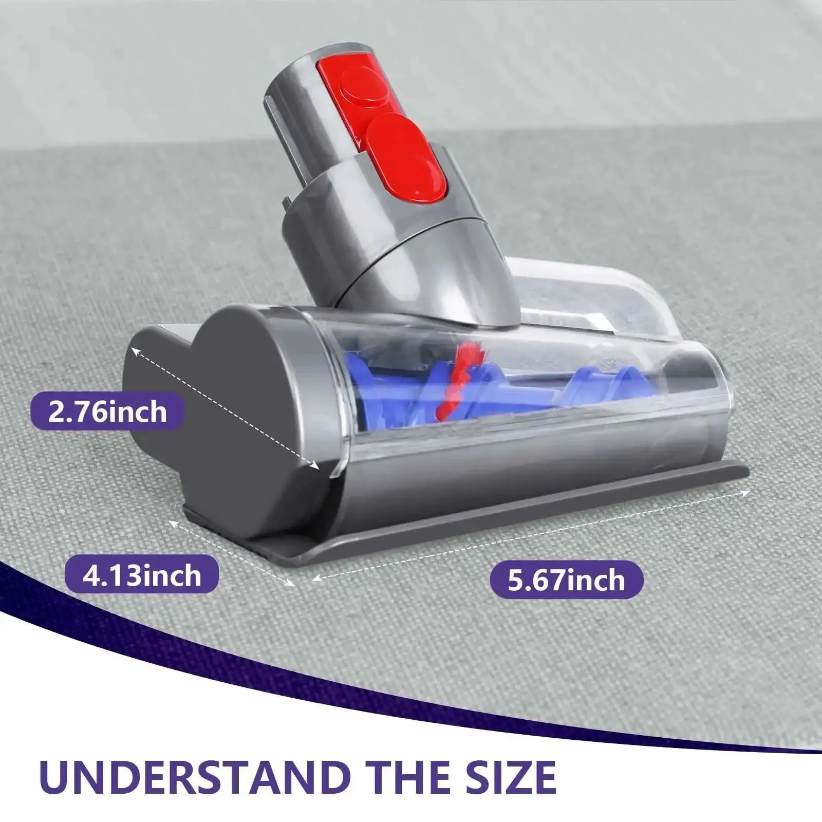 Mini Motorized Vacuum Brush Head For Dyson V7 V8 V10 V11 V15 Cordless Cleaners Totally Great For Pet Hair Removal On Carpets Stairs Couches Car Mats And Upholstery With Easy Snap Fit Attachments - Image 2