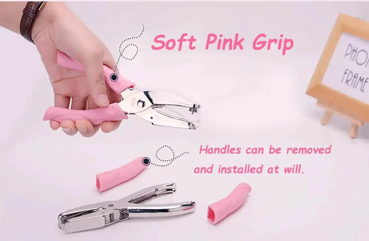 Mini One Quarter Inch Circle Hole Punch With Pink Soft Grip For DIY Craft Tags Clothing Tickets Scrapbooking Tool Puncher For Paper And Leather Up To 2mm Thick Easy Grip Durable Metal Build - Image 5