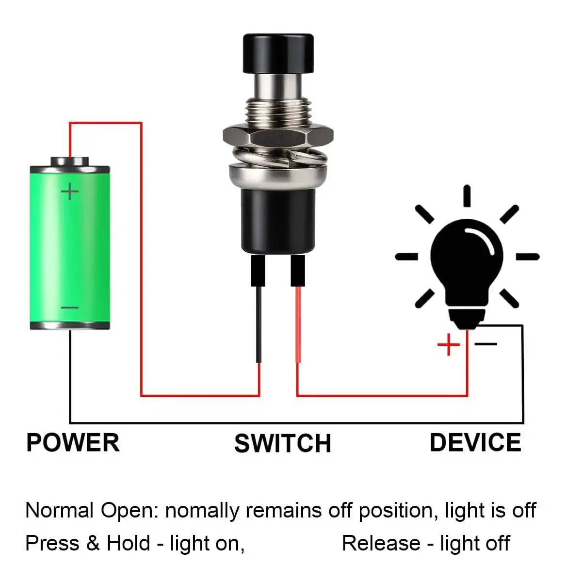 Mini Prewired 7mm Black Momentary Push Button Switches 2 Pin SPST No NC On Off, 3V-6V-12V-24V-230V/1A, 10 Pack for Model Railways Hobby Electronics And DIY Projects - Image 3
