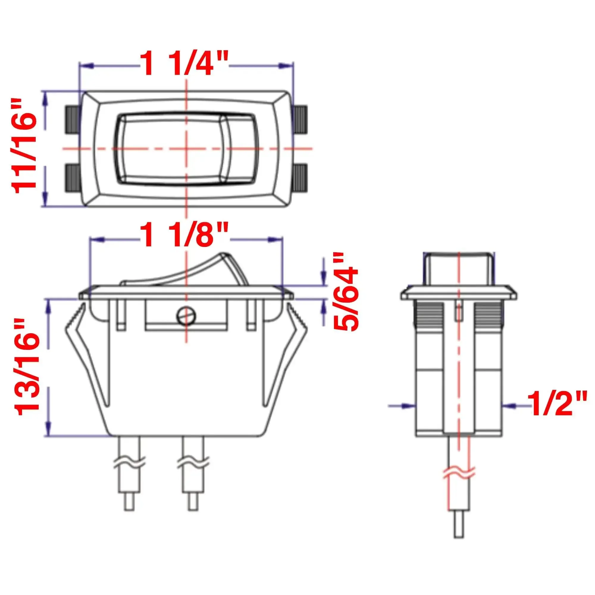 Mini Snap In Rocker Switch 15A 125V On Off Replacement For Cabinet Lighting And Household Fixtures, Plug And Play, DIY Friendly, Fits 9 Sixteenths By 1-1/8 Inch Cutouts, Ideal For Under Cabinet Lights And Overhead Fixtures, Appliances, Black - Image 2