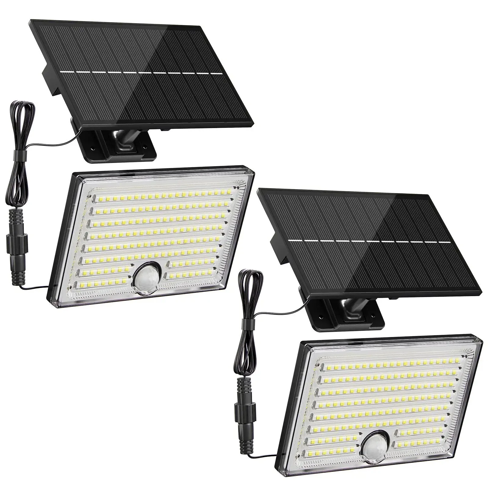 Mini Solar Flood Lights Outdoor With Motion Sensor 170 LED Dusk To Dawn 16.5 Ft Cable 3 Modes IP65 Waterproof 2 Pack Solar Garden Lights For Patio Yard Path