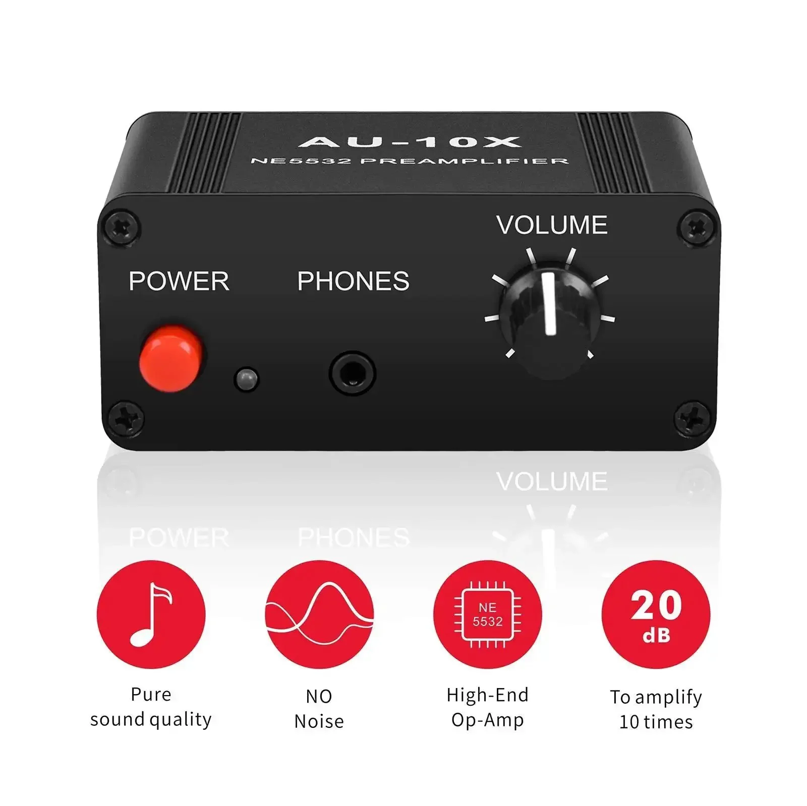 Mini Stereo Audio Preamplifier And Headphone Amplifier With 20dB Gain For Weak Signal Boost Phono Turntable Preamplifier Dual NE5532 Op Amps RCA To 3.5mm In And Out Beefed Up Tiny Desktop Amp For Clear Loud Headphone Or Line Output - Image 5