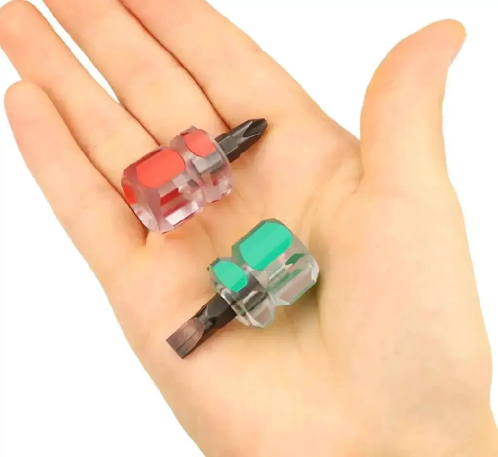 Mini Stubby Screwdriver Set With Magnetic Tips For Tight Spaces, Cross And Flat Head Drivers, Non Slip Handle, Portable Pocket Tool Kit For Electronics, Sewing Machines, And Small Home Repairs - Image 2