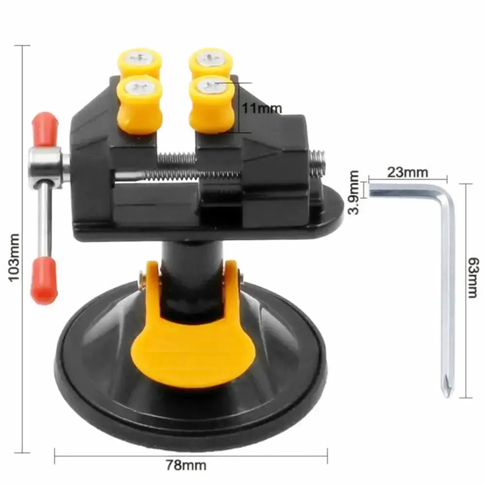 Mini Table Vise With Suction Base, 360 Degree Rotating Clamp, 0 to 25mm Jaw, Engraving and Jewelry Watch Making Tool, Aluminum Alloy and Rubber, Walnut Finish, Versatile Desk Clamp for Home Workshop - Image 6