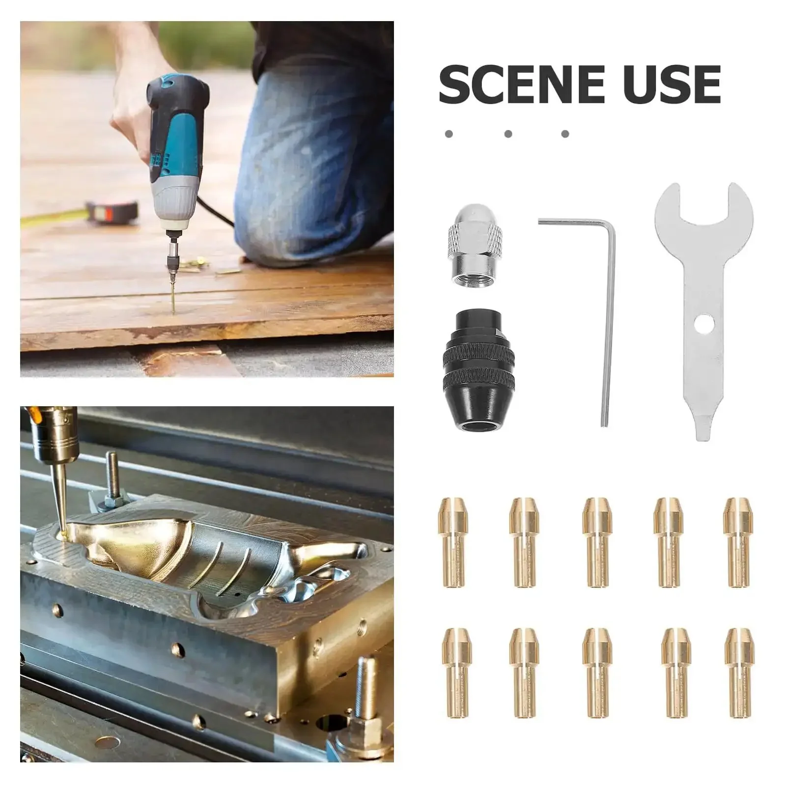 Miniature Drill Chuck Collet Set With Ten Copper Core Collets And Two Wrenches For Precision Grinding Machines And Rotary Tools Industrial And DIY Clamping Accessory With Superior Heat Dissipation - Image 8