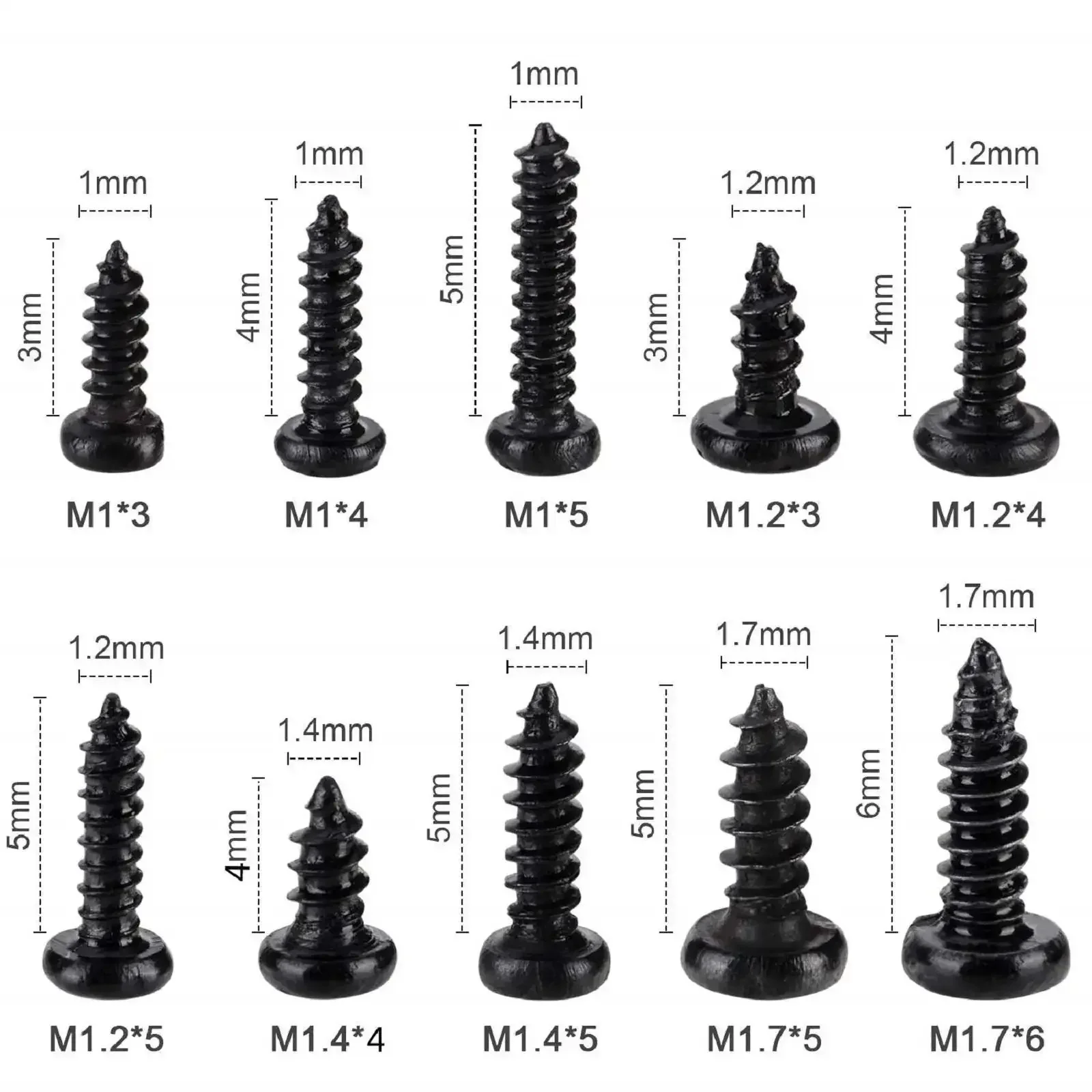 Miniature Phillips Screw Assortment Kit 1000Pcs Tiny Self Tapping Screws For Glasses Watch Clock M1 M1.2 M1.4 M1.7 Sizes 3mm 4mm 5mm Pack Perfect For Repairs And DIY - Image 6