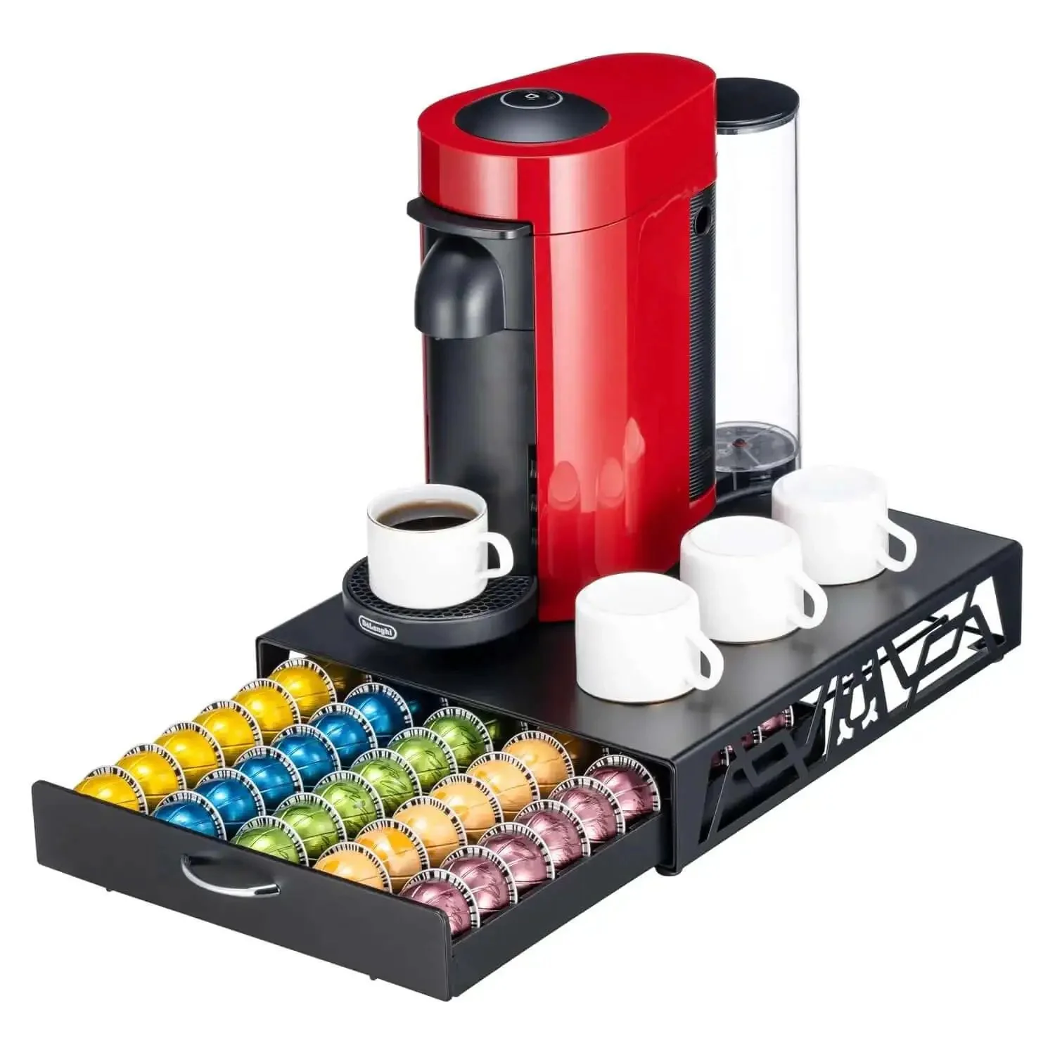 Modern Black Metal Vertuo Pod Storage Drawer For Coffee Machines Space Saving Capsule Organizer That Holds 50 Vertuo Pods Industrial Chic Kitchen Organizer To Keep Pods Neatly Accessible And Easy To Grab