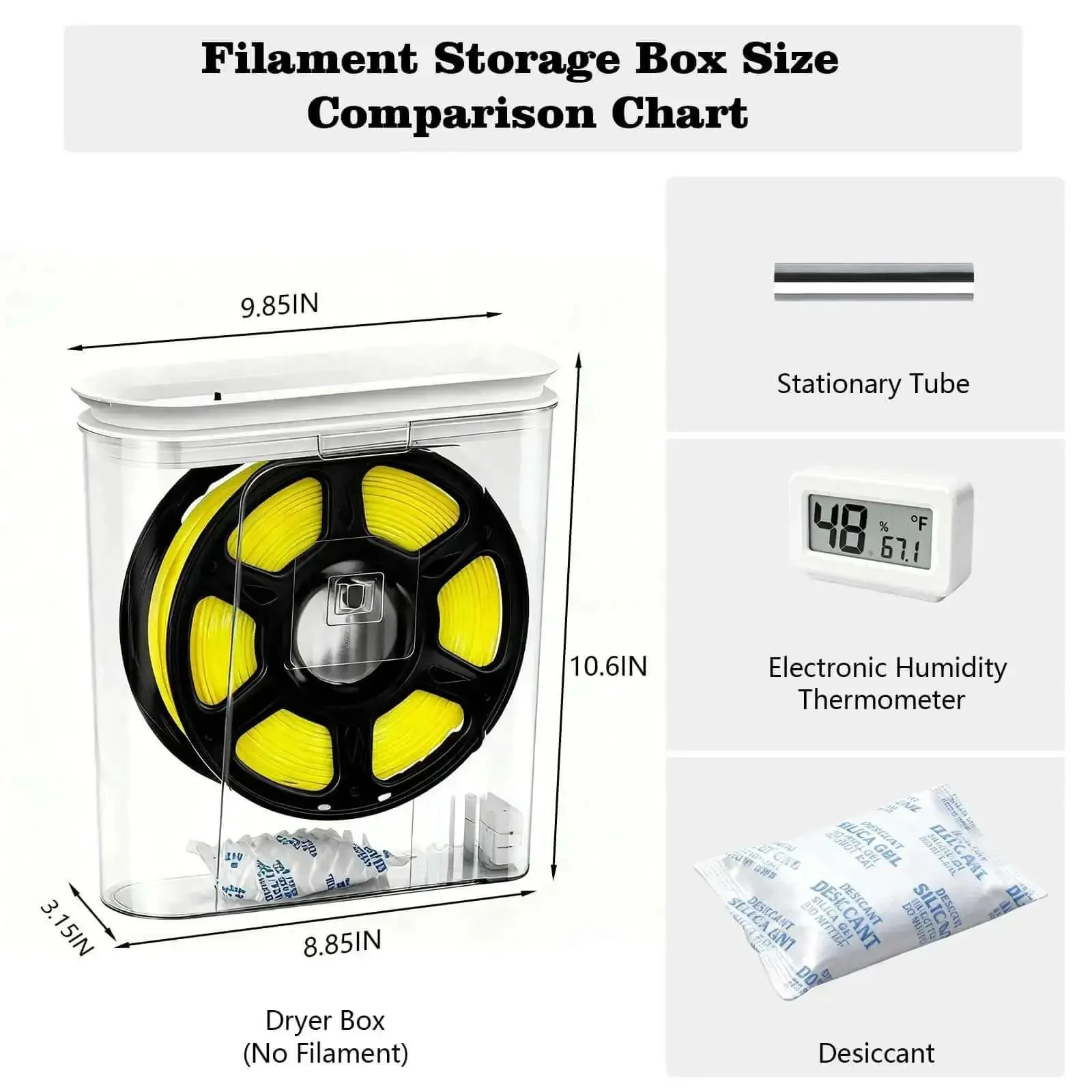 Moisture-Proof 3D Printing Filament Dryer Box With Built-In Desiccant Keeps PLA, ABS, PETG Dry And Bubble-Free For Consistent Print Quality And Longer Filament Life For Hobbyists And Pros - Image 7