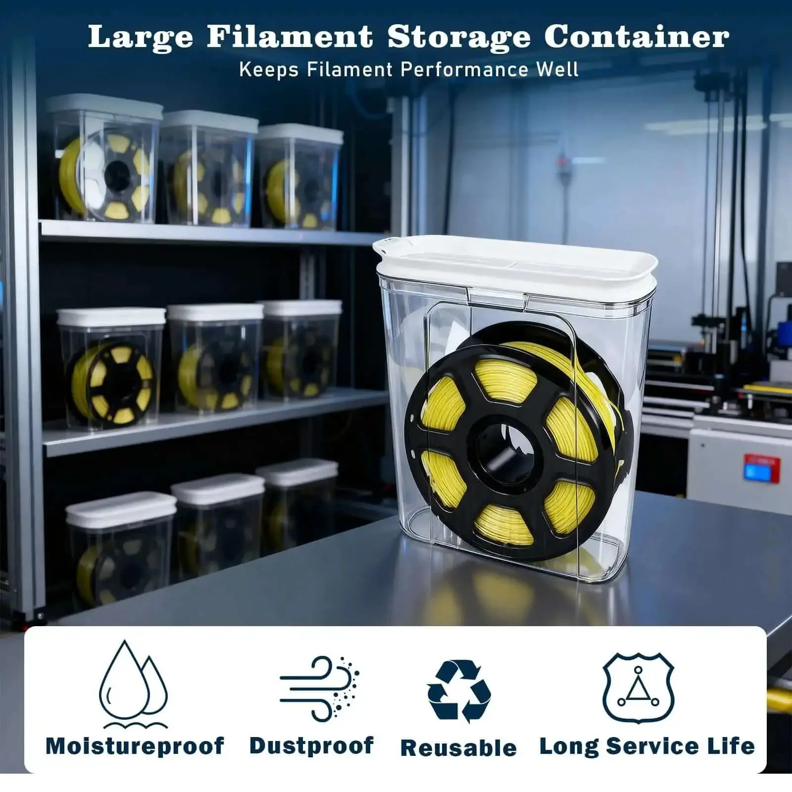 Moisture Proof And Dust Proof 3D Printing Filament Storage Box Set, 4 Pack With Desiccants, Sealed Design Keeps PLA Nylon And Other Filaments Dry, Dust Free, Fits 1.75Mm And 2.85Mm Spools - Image 6