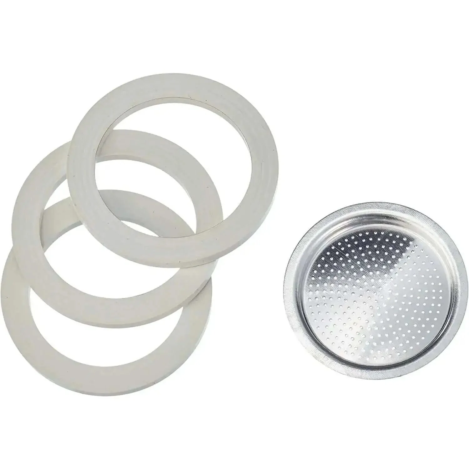 Moka Express Spare Parts Kit With 3 Gaskets And 1 Filter Plate For 6 Cup Moka Pots Like Fiammetta Rainbow Break Happy Dama And Moka Timer 72mm Outer Gasket Silver Easy Install For True Moka Lovers - Image 2