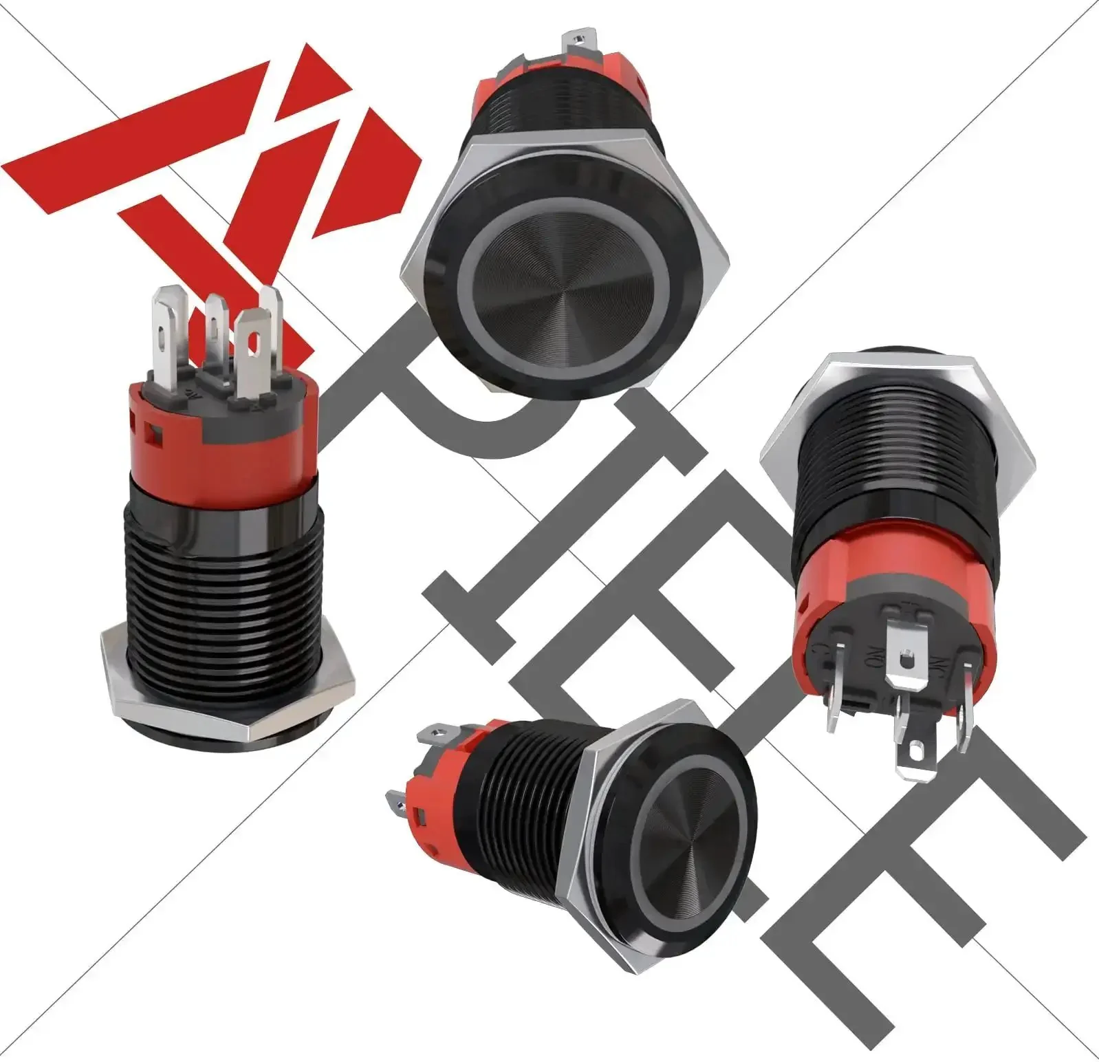 Momentary 16mm Push Button Switch With 12V Blue LED Angel Ring, Self Reset, 1NO 1NC, 0.63 Inch Mount Hole, Black Shell, Great For DIY Electronics Projects - Image 6