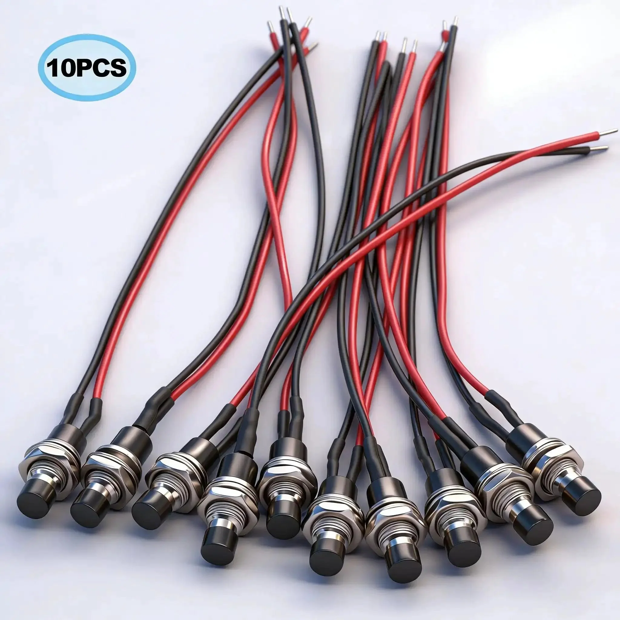 Momentary Push Button Switch 2 Pin SPST Normally Open Mini Round 7mm Black Button With Pre Soldered Wires For DIY Projects Arcade Panels And Power On Off Use 3V 6V 12V 24V And 250V - Image 3
