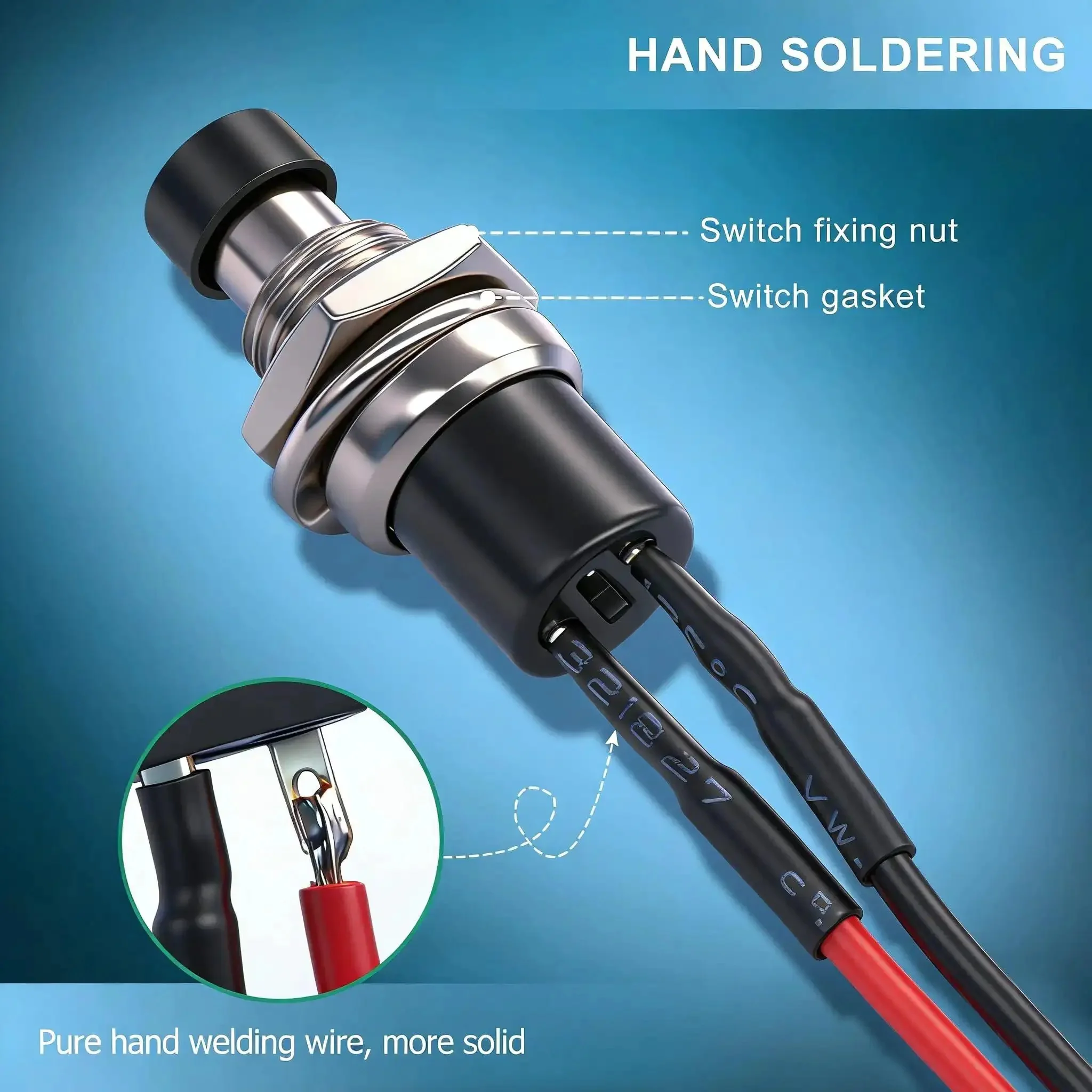 Momentary Push Button Switch 2 Pin SPST Normally Open Mini Round 7mm Black Button With Pre Soldered Wires For DIY Projects Arcade Panels And Power On Off Use 3V 6V 12V 24V And 250V - Image 5