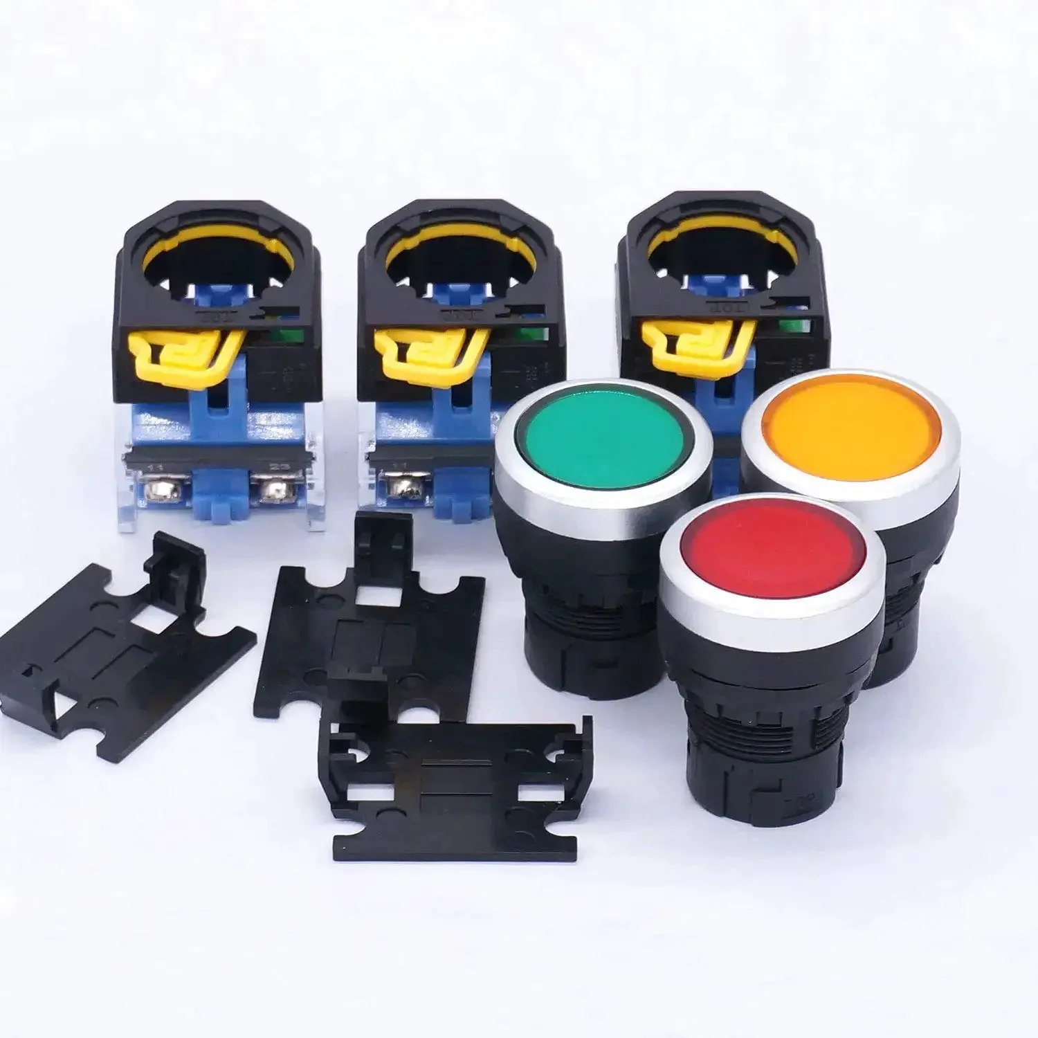Momentary Push Button Switch 22mm 1NO 1NC With Red Yellow Green Buttons, Beefy Build, Rugged Industrial Panel Switch, 3 Year Warranty, Box Pack, LA38-11 Series - Image 4