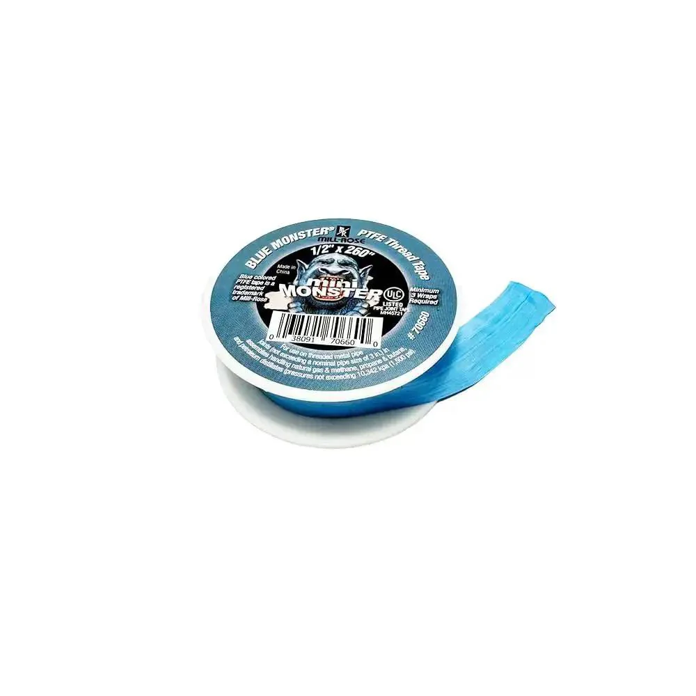 Monster Roll PTFE Thread Seal Tape Blue Half Inch By Two Hundred Sixty Inch For High Pressure Sealing Up To Ten Thousand PSI, Heat Resistant From Minus Two Hundred Sixty Eight F To Plus Five Hundred F, For Water And Oil Fittings - Image 2