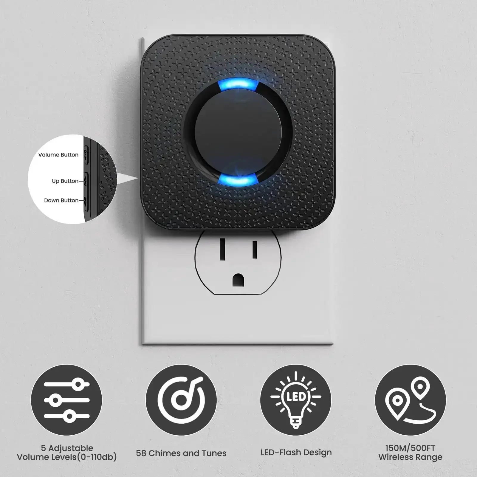 Motion Sensor LED Light With Wireless Alarm Chimes And 500 Ft Range, 58 Ringtones, 5 Volume Levels, Door Sensor Security Alert System For Home, Office, Store, School, And Business - Image 9