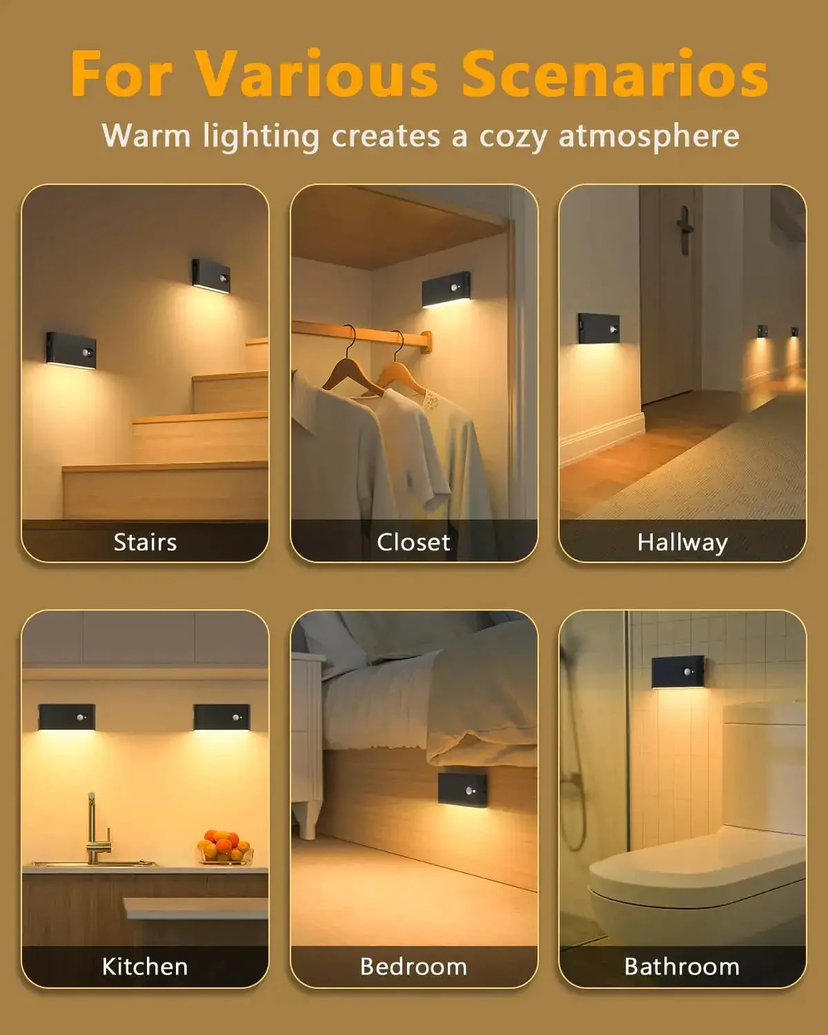 Motion Sensor Night Lights 4 Pack Wireless Indoor Lighting For Stairways Hallways Kitchens Closets Cabinets And Bedrooms And Kids Rooms With Built In Rechargeable Batteries No Fuss Setup And A 3 In 1 Charging Cable Energy Efficient And Easy To Install - Image 9