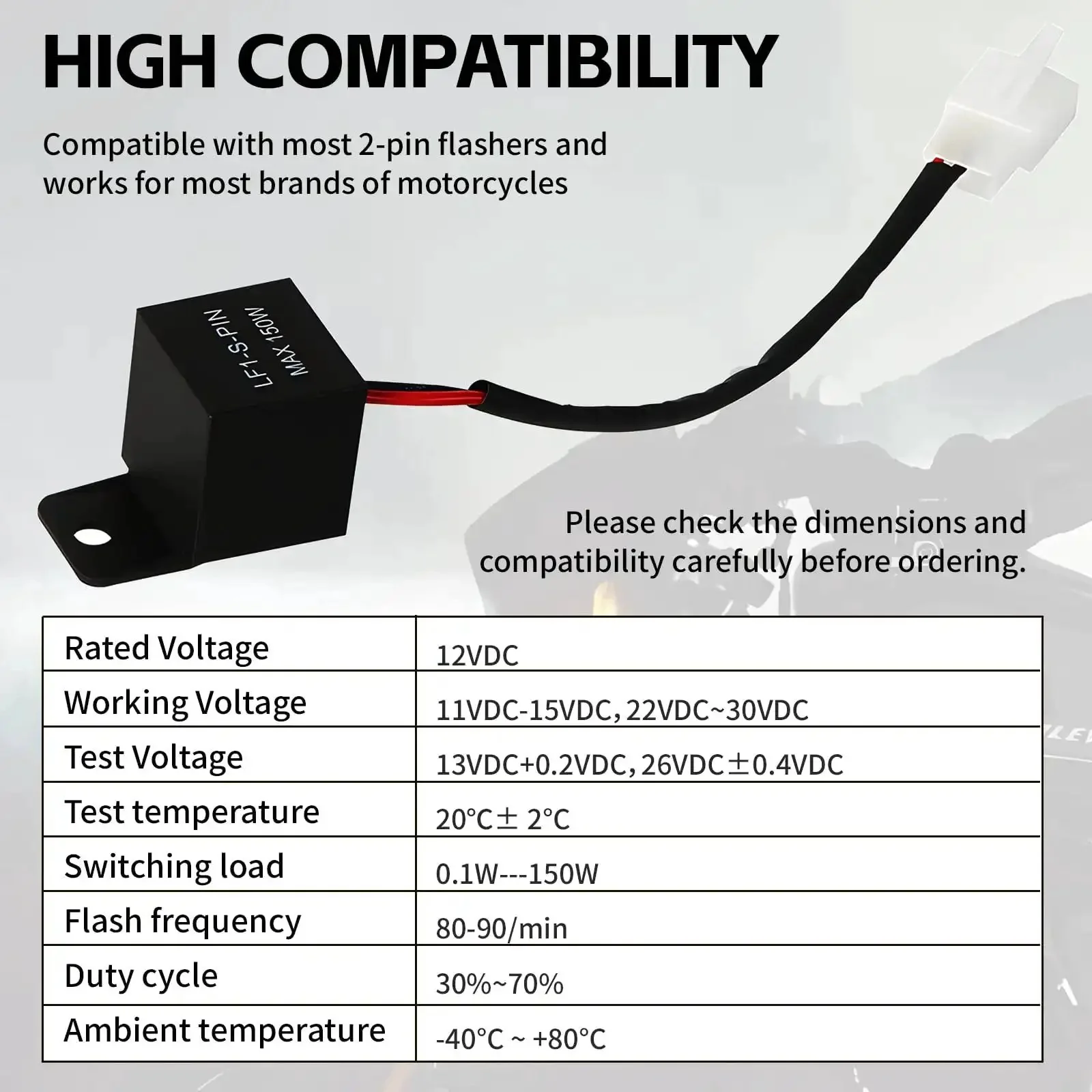 Motorcycle LED Flasher Relay 2 Pin 12V DC Automatic Operation Universal Fit Black Normally Open Contact Fix Abnormal Flashing No More Flicker For Stable Turn Signal Performance And Safer Riding - Image 4