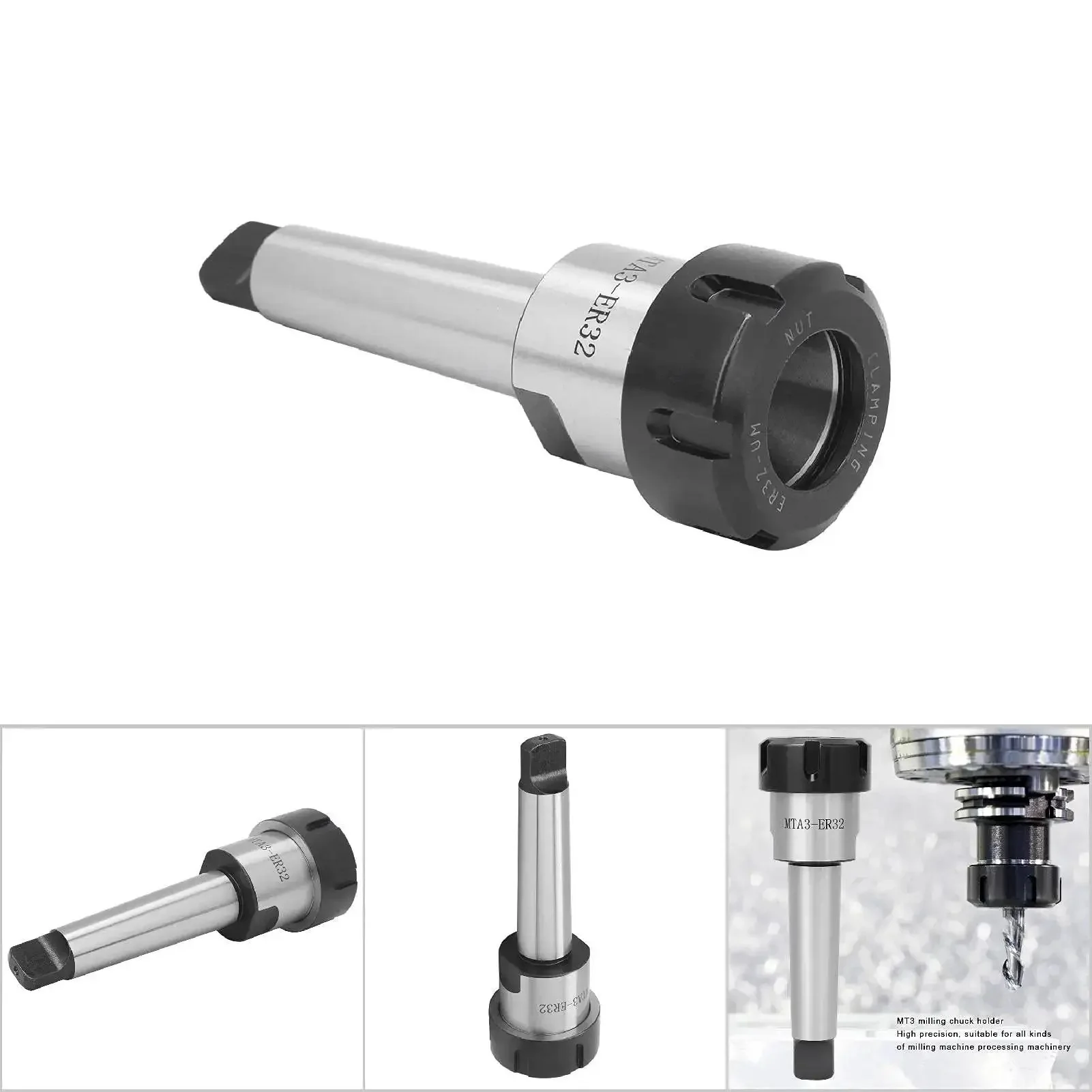 MTA3 Morse Taper Collet Chuck Holder For ER32 Collets Carbon Steel CNC Milling Lathe Part DIN6499B Precision With 0.012mm Runout Versatile Milling Tool Holder For CNC Machines And Machinists - Image 6