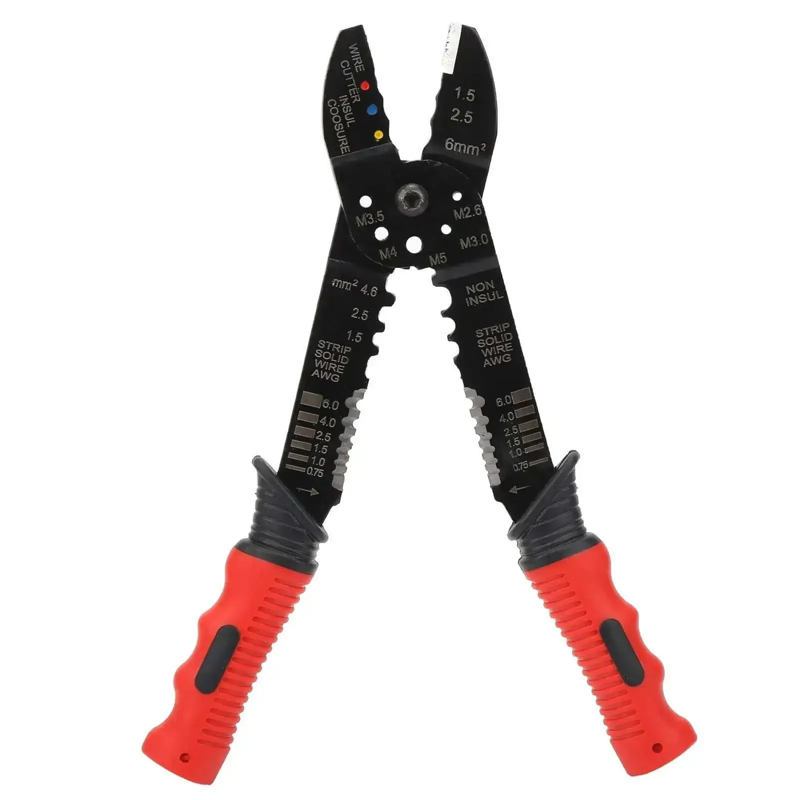 Multi Function Terminal Crimping Tool With Stripper And Wire Cutter For Electrical Work Pro Grade Carbon Steel Blades Ergonomic Grip Heavy Duty Build For Fast Precise Insulated Terminal Crimping Industrial Strength Quick Wire Stripping