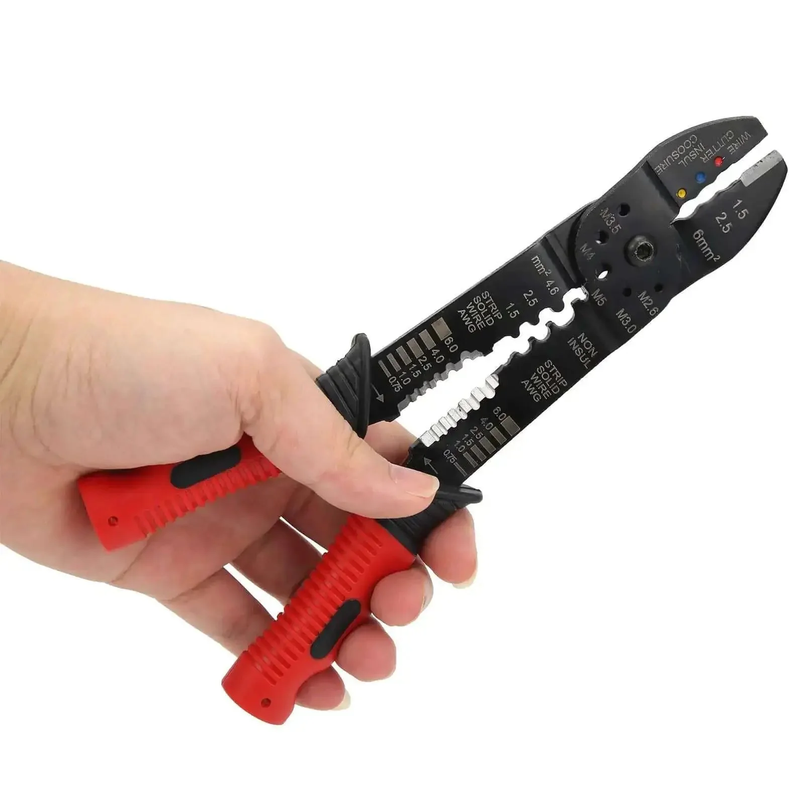 Multi Function Terminal Crimping Tool With Stripper And Wire Cutter For Electrical Work Pro Grade Carbon Steel Blades Ergonomic Grip Heavy Duty Build For Fast Precise Insulated Terminal Crimping Industrial Strength Quick Wire Stripping - Image 5