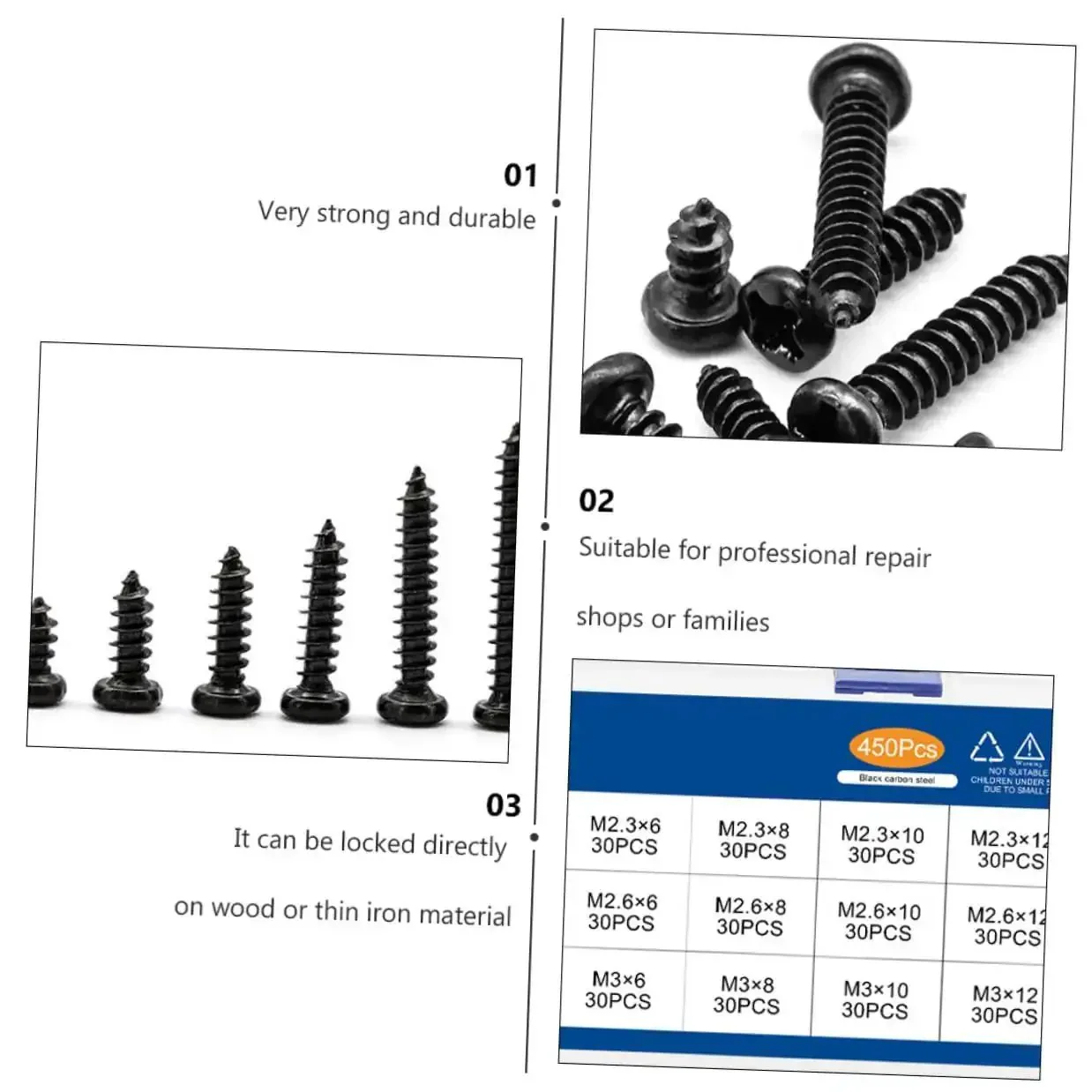 Multi Purpose Self Tapping Screws Set In A Handy Box Cross Head Carbon Steel Miniature Screws For Electronics Furniture Watches And Household Repairs Durable And Easy To Use For Quick Fixes And Small Projects - Image 8