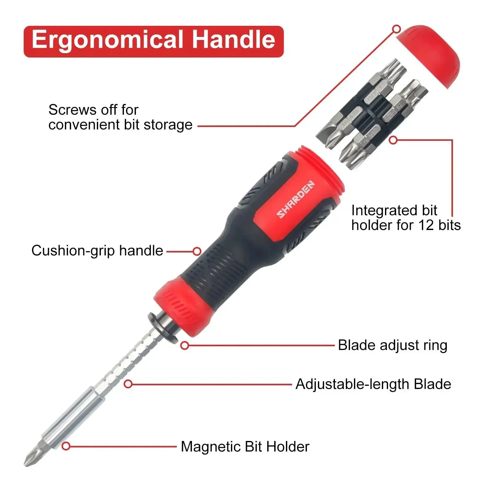 Multi Screwdriver 13 In 1 Set With 1/4 Nut Driver And 12 Bits Including Torx Security, Flat Head, Phillips, Hex, Square For Quick DIY Fixes And Everyday Handyman Tasks - Image 8