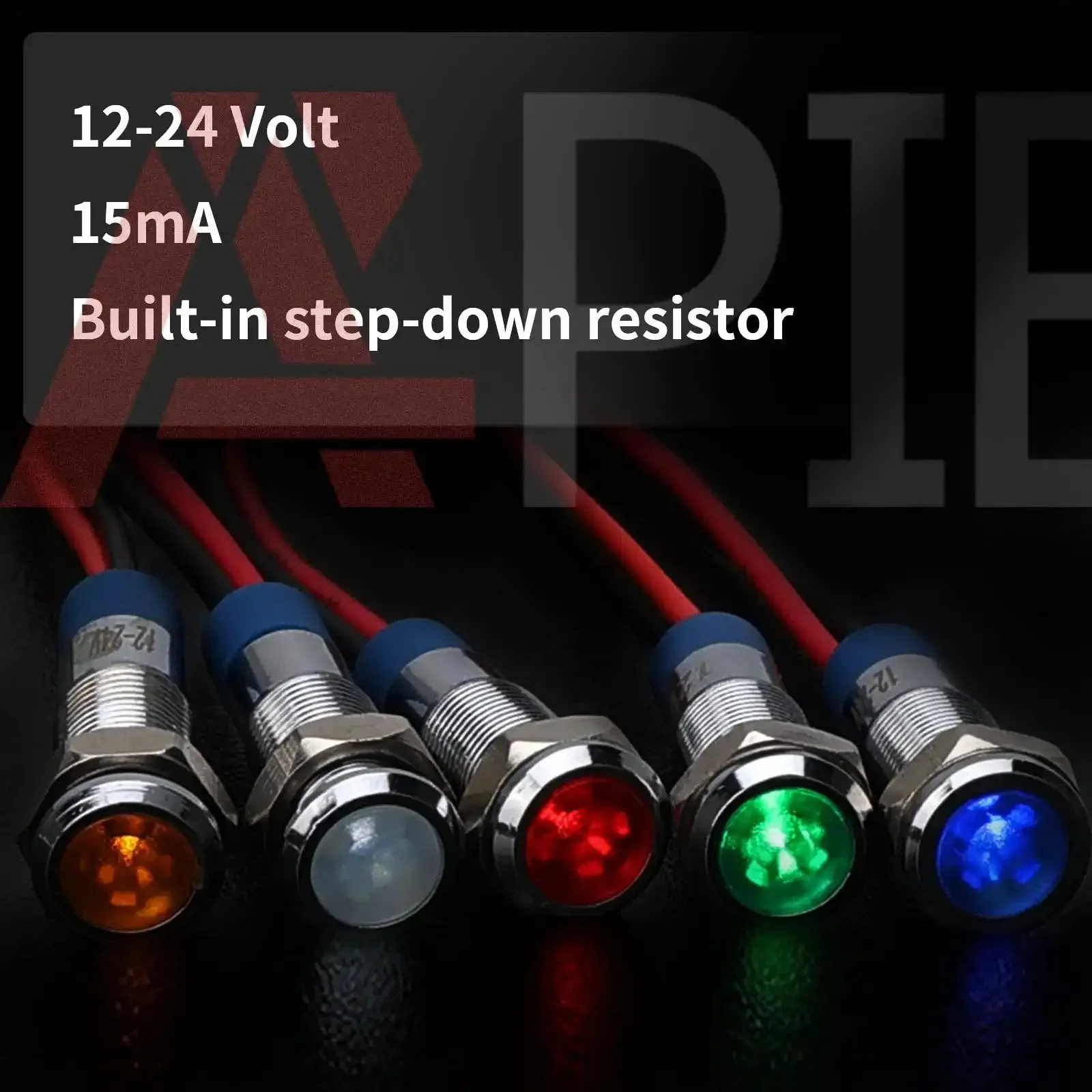 Multicolor 6mm Waterproof Indicator Light Kit With 150mm Wire 12 To 24V DC LED Signal Lamps Metal IP65 Dash Lamps In Red Green Blue Yellow White 5 Pack For Car Truck Boat - Image 4