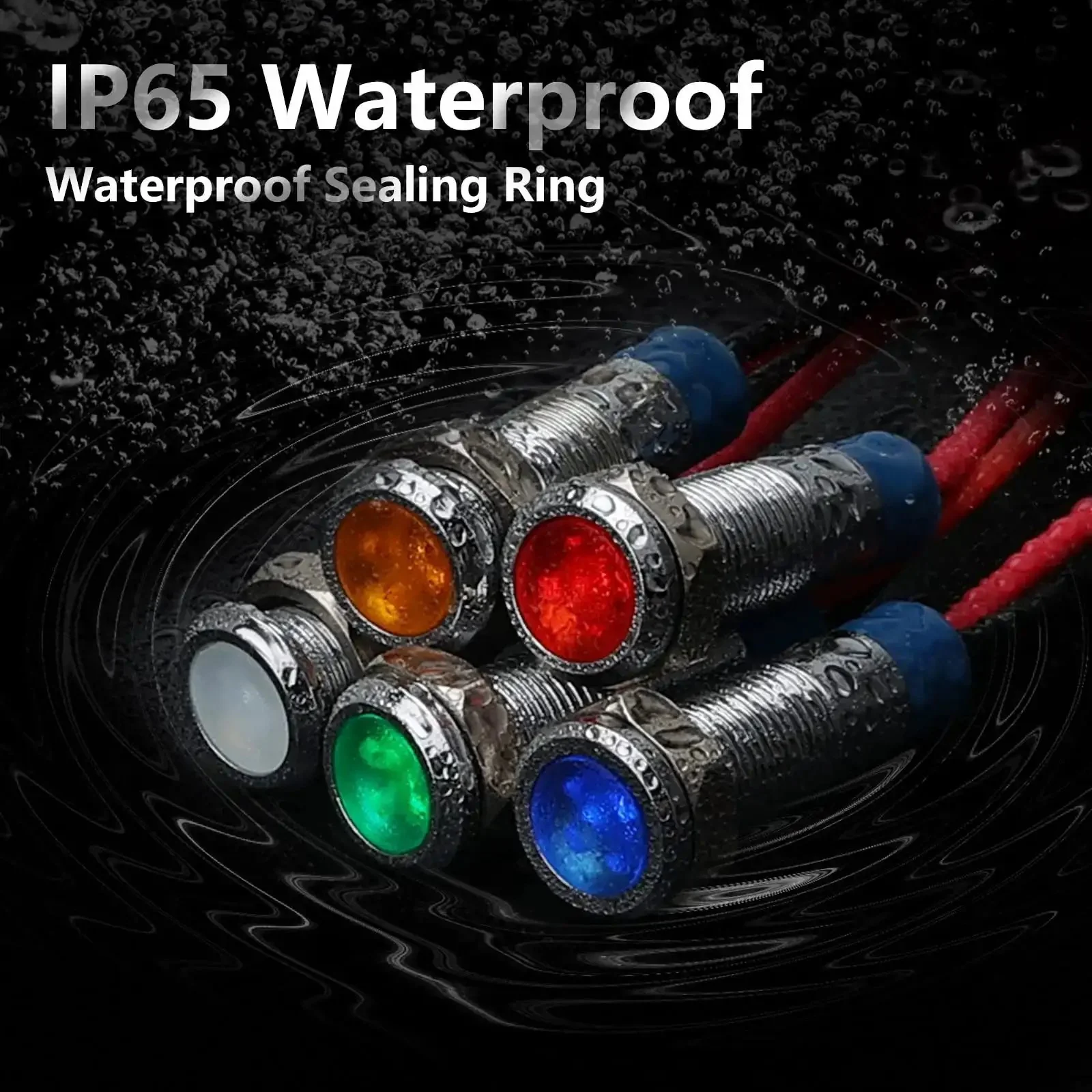 Multicolor 6mm Waterproof Indicator Light Kit With 150mm Wire 12 To 24V DC LED Signal Lamps Metal IP65 Dash Lamps In Red Green Blue Yellow White 5 Pack For Car Truck Boat - Image 6
