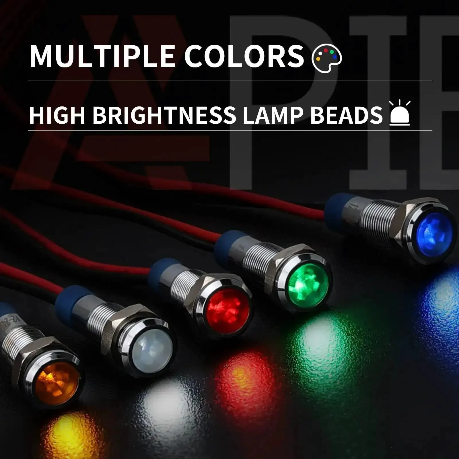 Multicolor 6mm Waterproof Indicator Light Kit With 150mm Wire 12 To 24V DC LED Signal Lamps Metal IP65 Dash Lamps In Red Green Blue Yellow White 5 Pack For Car Truck Boat - Image 7