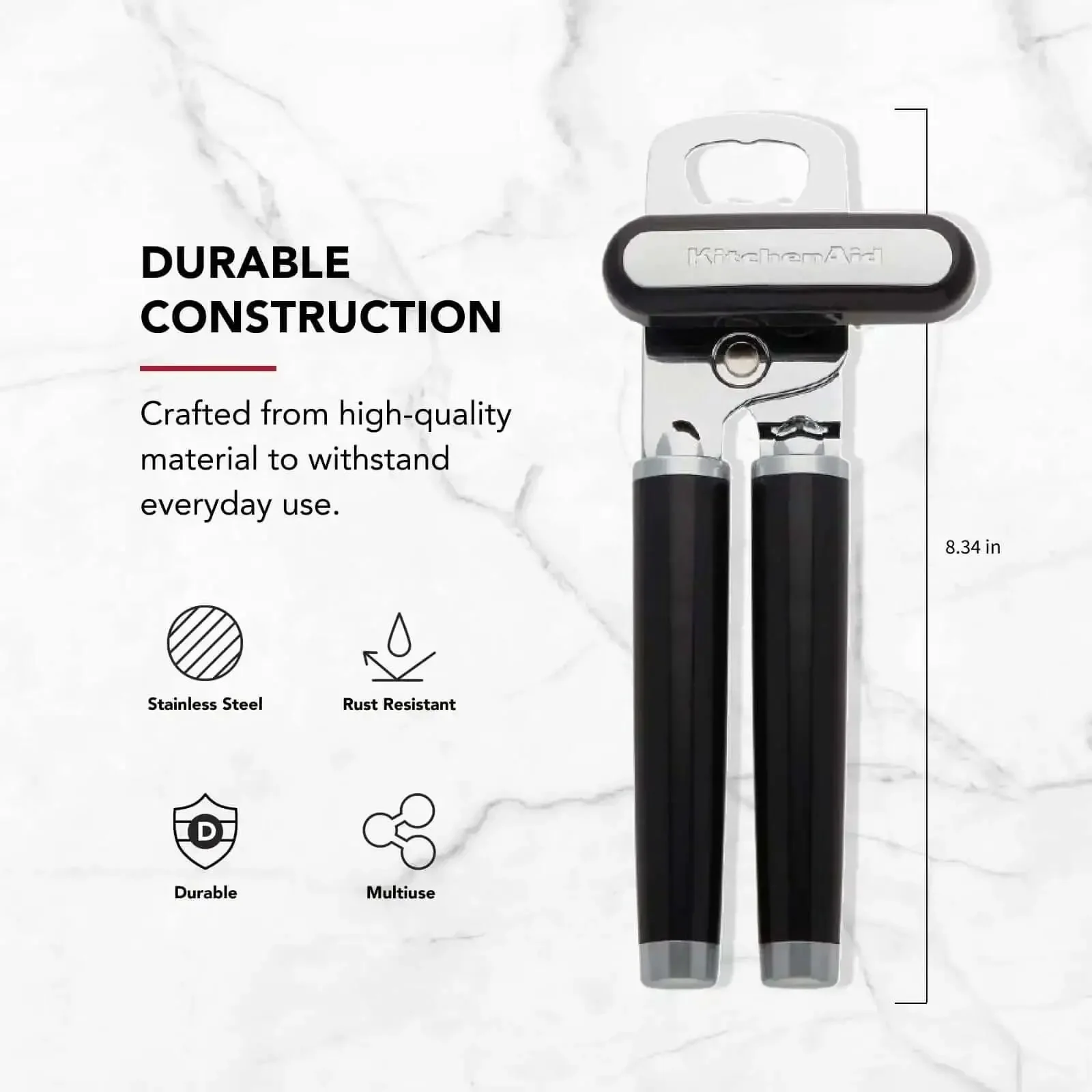 Multifunction Can Opener And Bottle Opener For Easy Kitchen Use With Razor Sharp Stainless Steel Cutting Wheel And Soft Ergonomic Handles In Black, Smooth Turning Knob And Durable Build For Everyday Prep - Image 7
