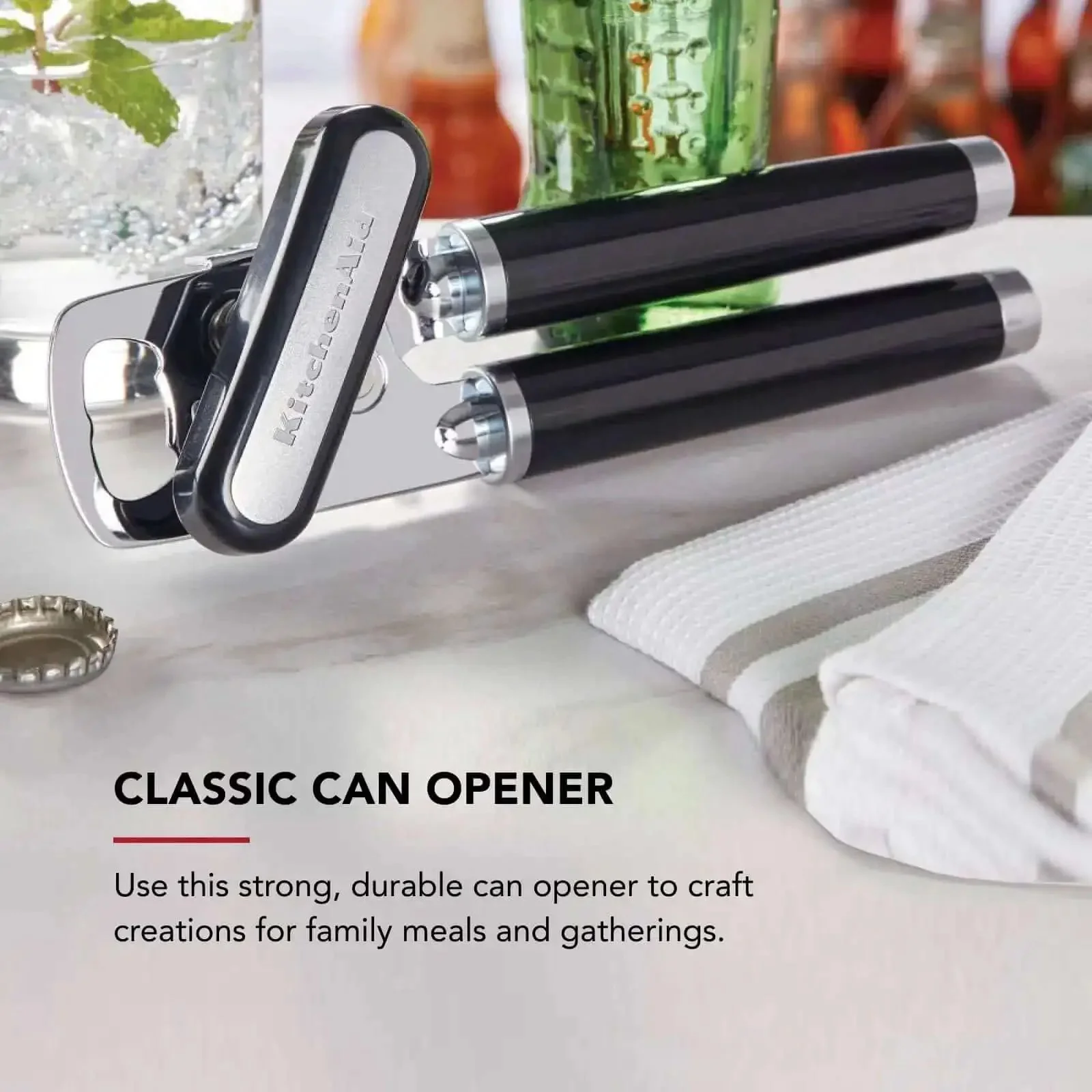 Multifunction Can Opener And Bottle Opener For Easy Kitchen Use With Razor Sharp Stainless Steel Cutting Wheel And Soft Ergonomic Handles In Black, Smooth Turning Knob And Durable Build For Everyday Prep - Image 9