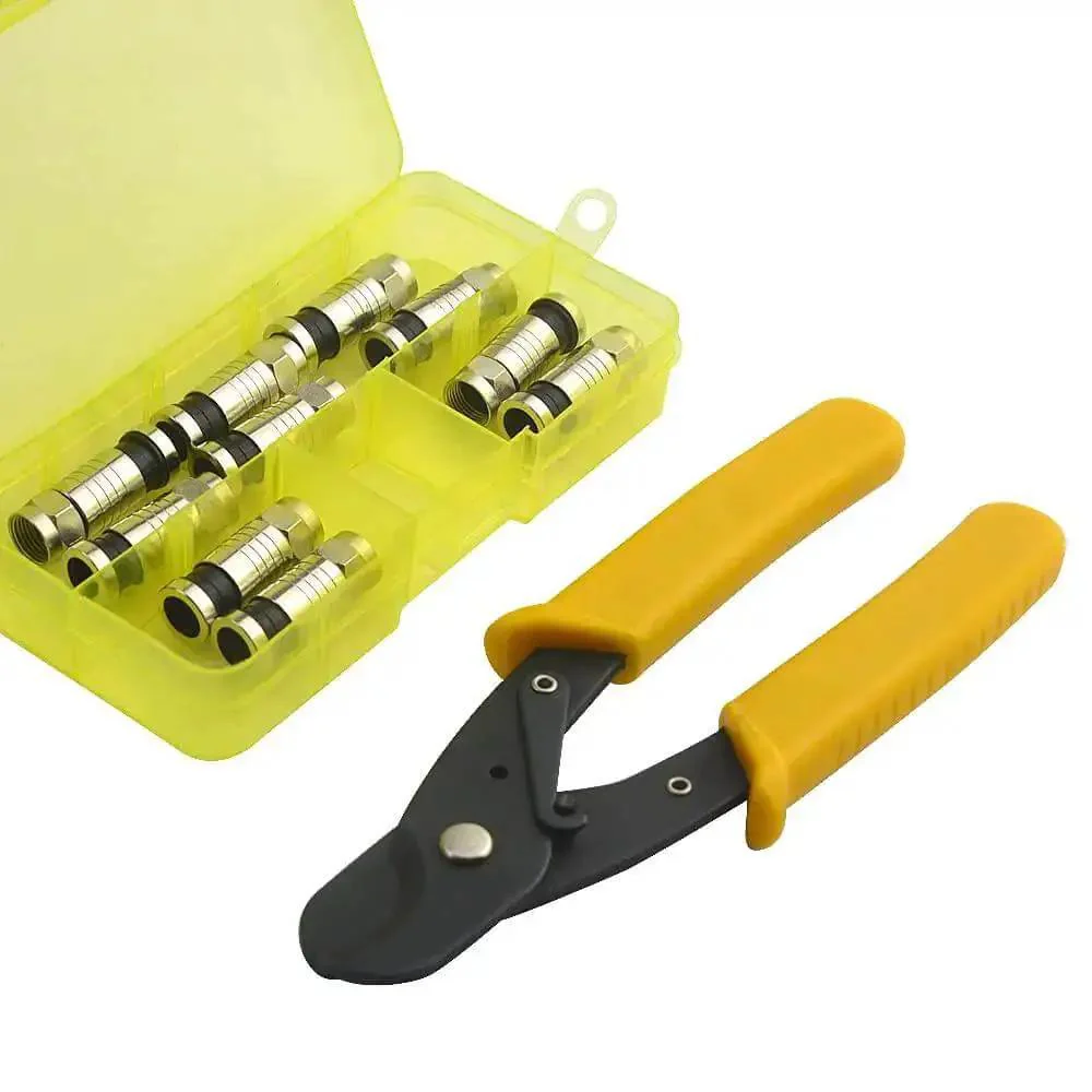 Multifunction Coax Cable Crimping Tool Kit With Stripper And Tester For RG6 RG59 RG11 Coax Cables, Pro Grade Steel, Corrosion Resistant, 10Pcs Compression Connectors, Easy One Hand Operation For Quick Secure Connections - Image 3
