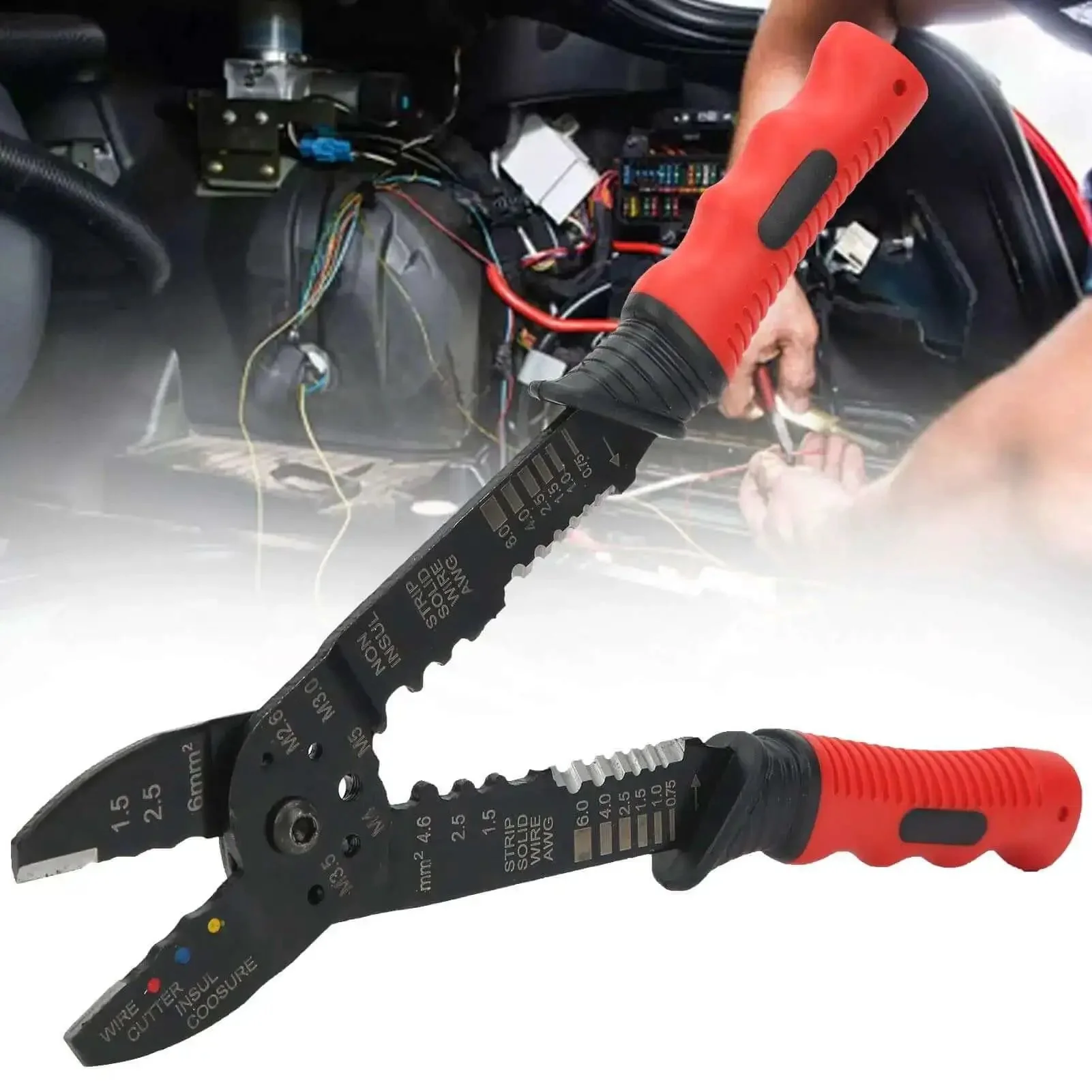Multifunction Terminal Crimping Tool And Wire Stripper With High Carbon Steel Blades Ergonomic Grip Precise Wire Stripping Versatile Crimping For Insulated And Non Insulated Terminals And Connectors Industrial Grade - Image 3