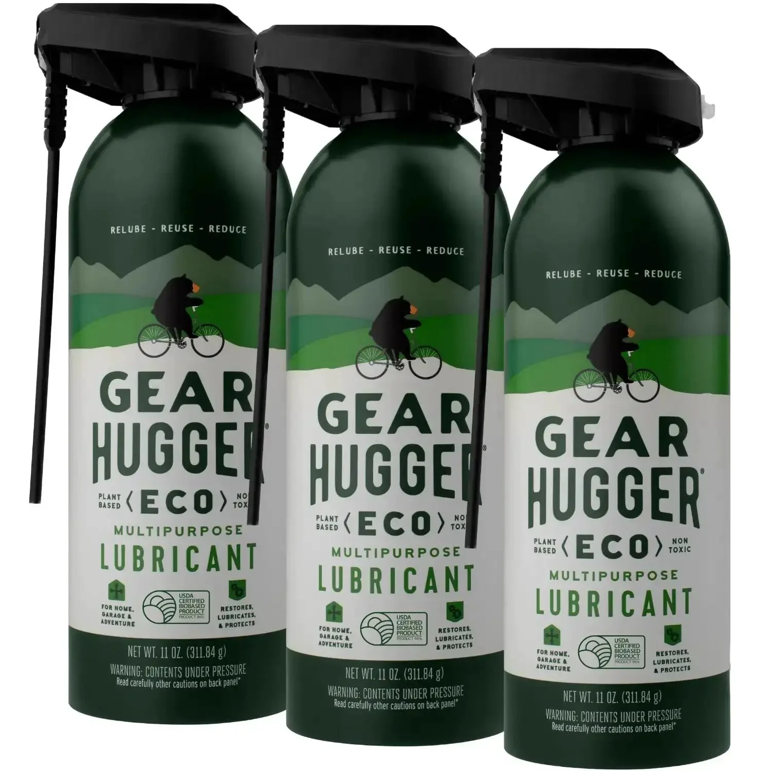 Multipurpose Plant Based Lubricant Spray Pack Of 3 All In One For Rust Removal And Lubricating Garage Doors Hinges And Locks, Eco Friendly Formula No Petroleum No PTFE 11 Oz Each Great For Tools And Equipment