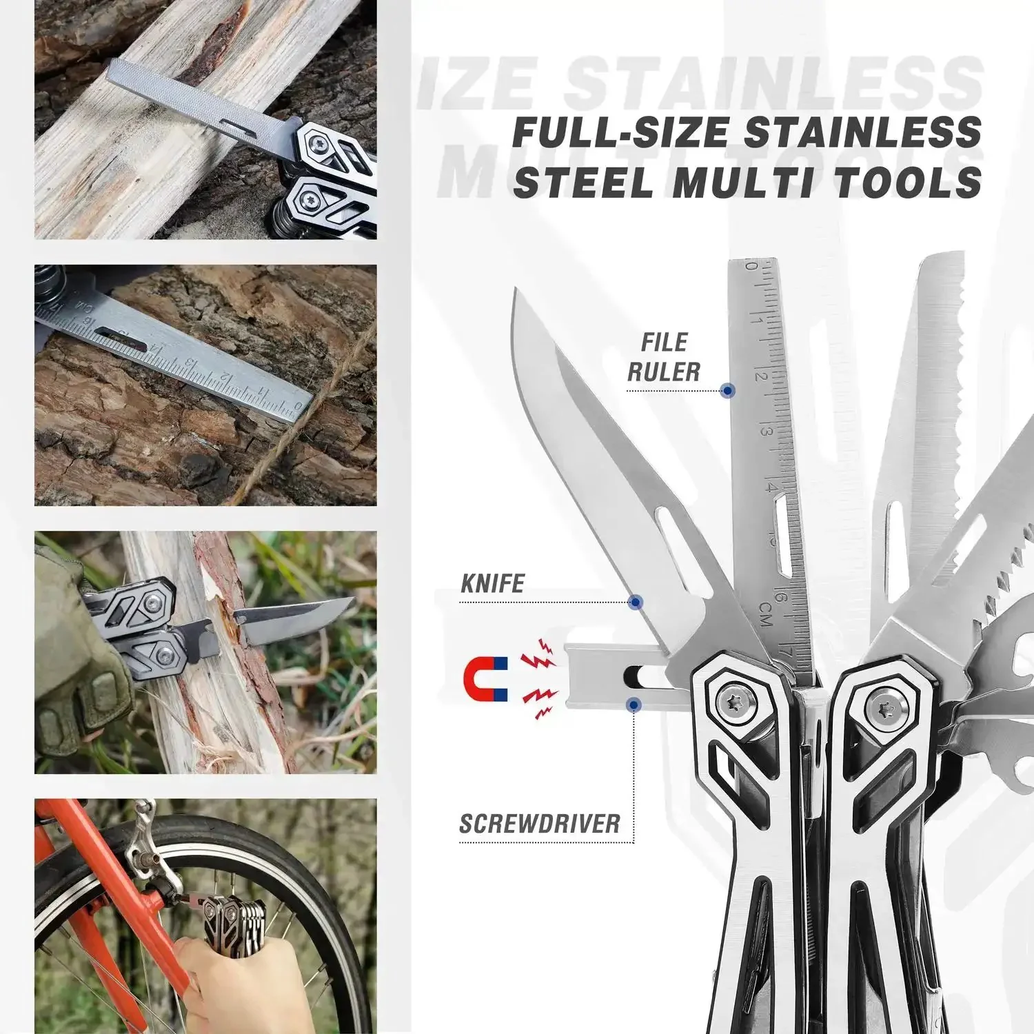 Multitool 21 In 1 Stainless Steel Pocket Knife With Screwdriver Sleeve Self Locking Pliers And Durable Sheath Built For Rugged Outdoor Survival Camping Hiking And Everyday Carry Home Repairs - Image 5