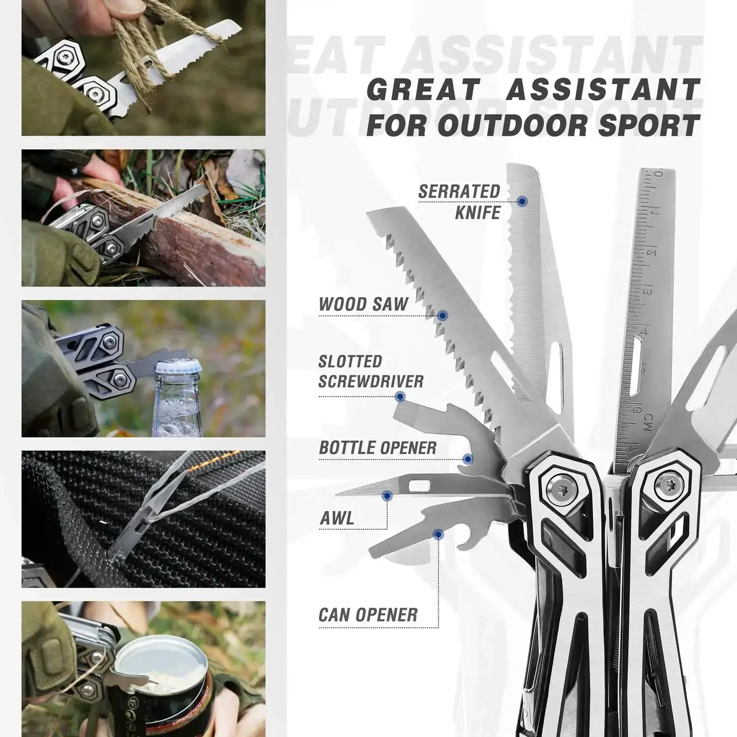 Multitool 21 In 1 Stainless Steel Pocket Knife With Screwdriver Sleeve Self Locking Pliers And Durable Sheath Built For Rugged Outdoor Survival Camping Hiking And Everyday Carry Home Repairs - Image 6
